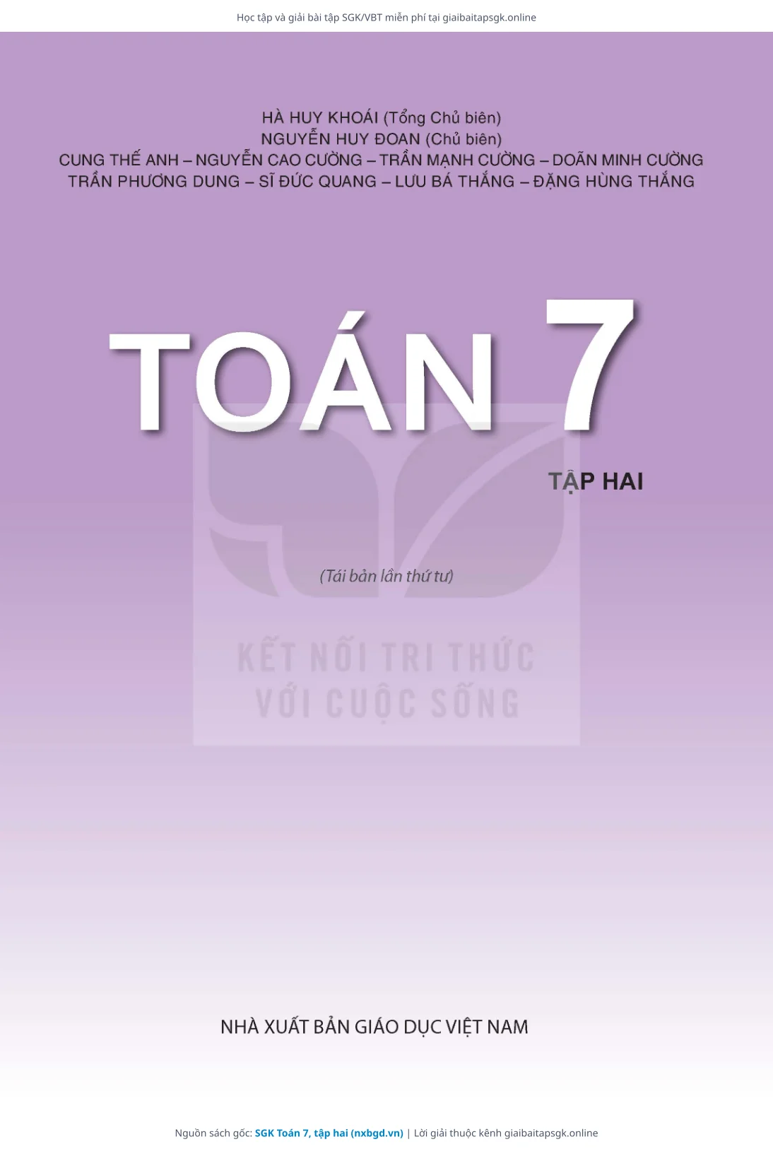 Trang 2 sách giáo khoa SGK Toán 7, tập hai thu nhỏ