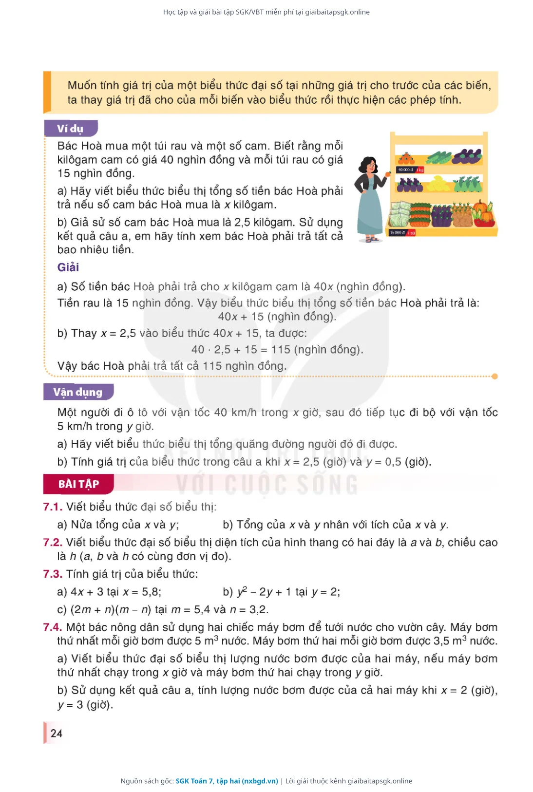 Trang 25 sách giáo khoa SGK Toán 7, tập hai thu nhỏ
