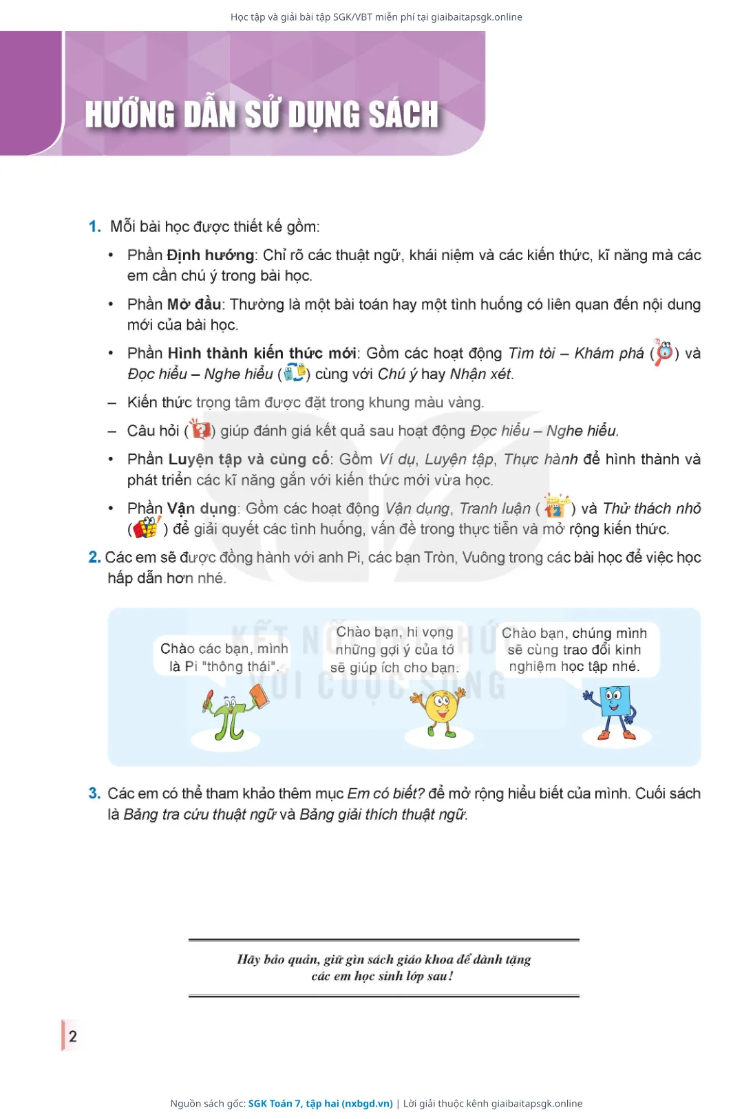 Trang 3 sách giáo khoa SGK Toán 7, tập hai thu nhỏ
