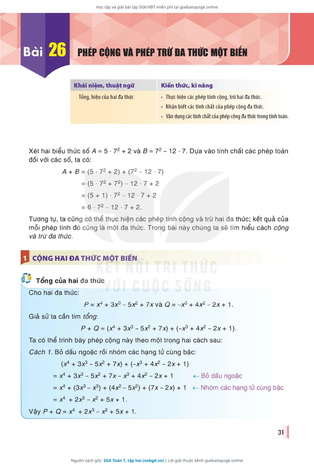 Trang 32 sách giáo khoa SGK Toán 7, tập hai thu nhỏ