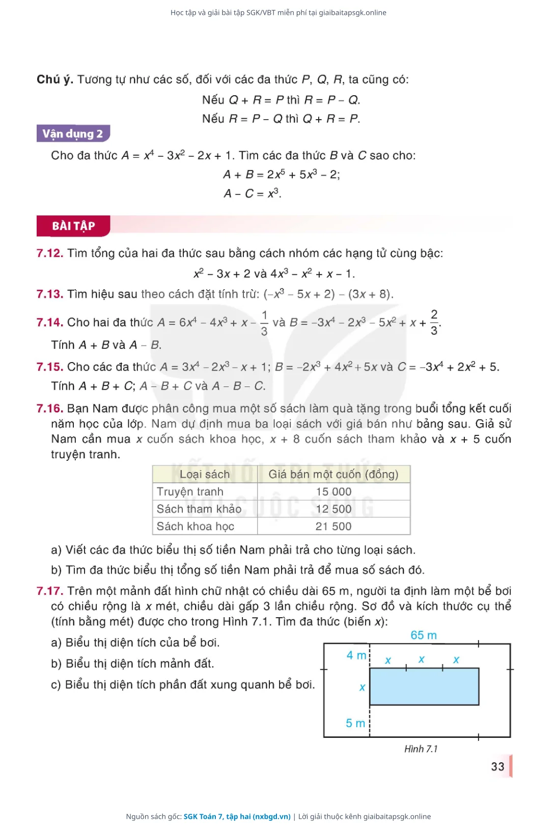 Trang 34 sách giáo khoa SGK Toán 7, tập hai thu nhỏ