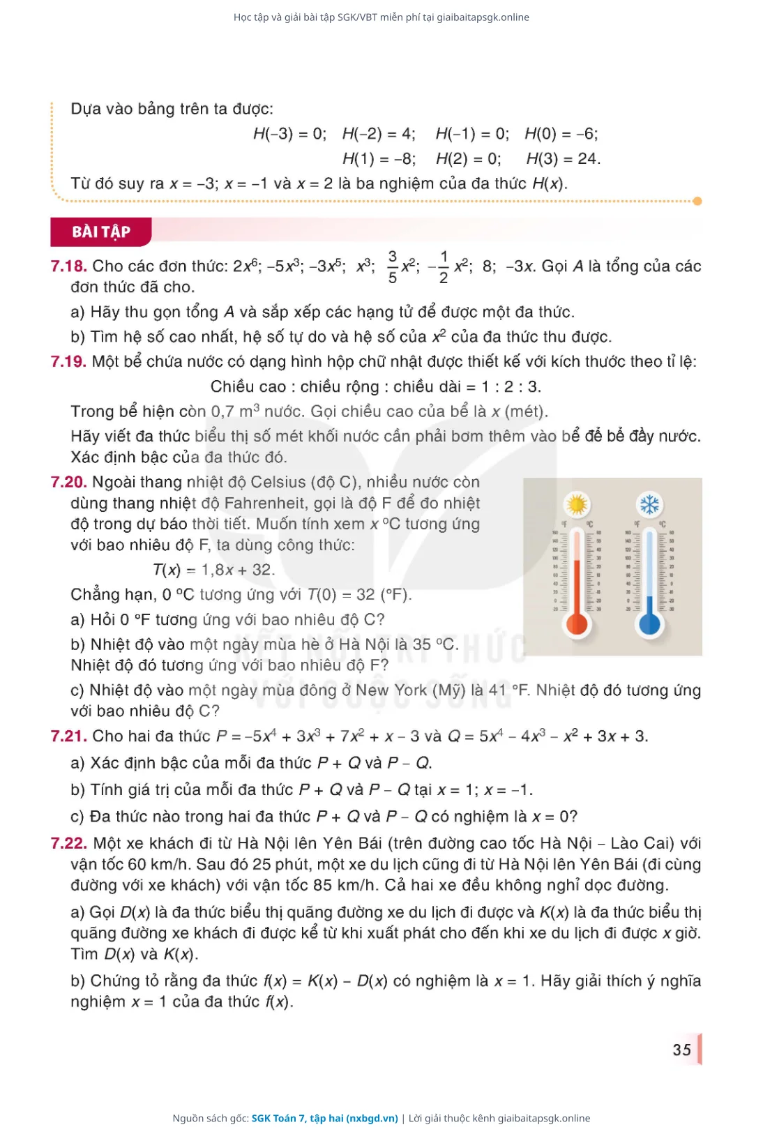 Trang 36 sách giáo khoa SGK Toán 7, tập hai thu nhỏ