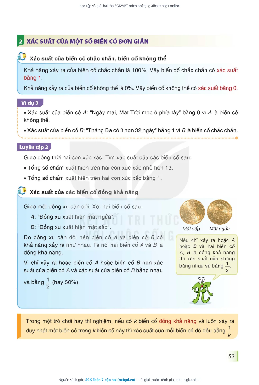Trang 54 sách giáo khoa SGK Toán 7, tập hai thu nhỏ