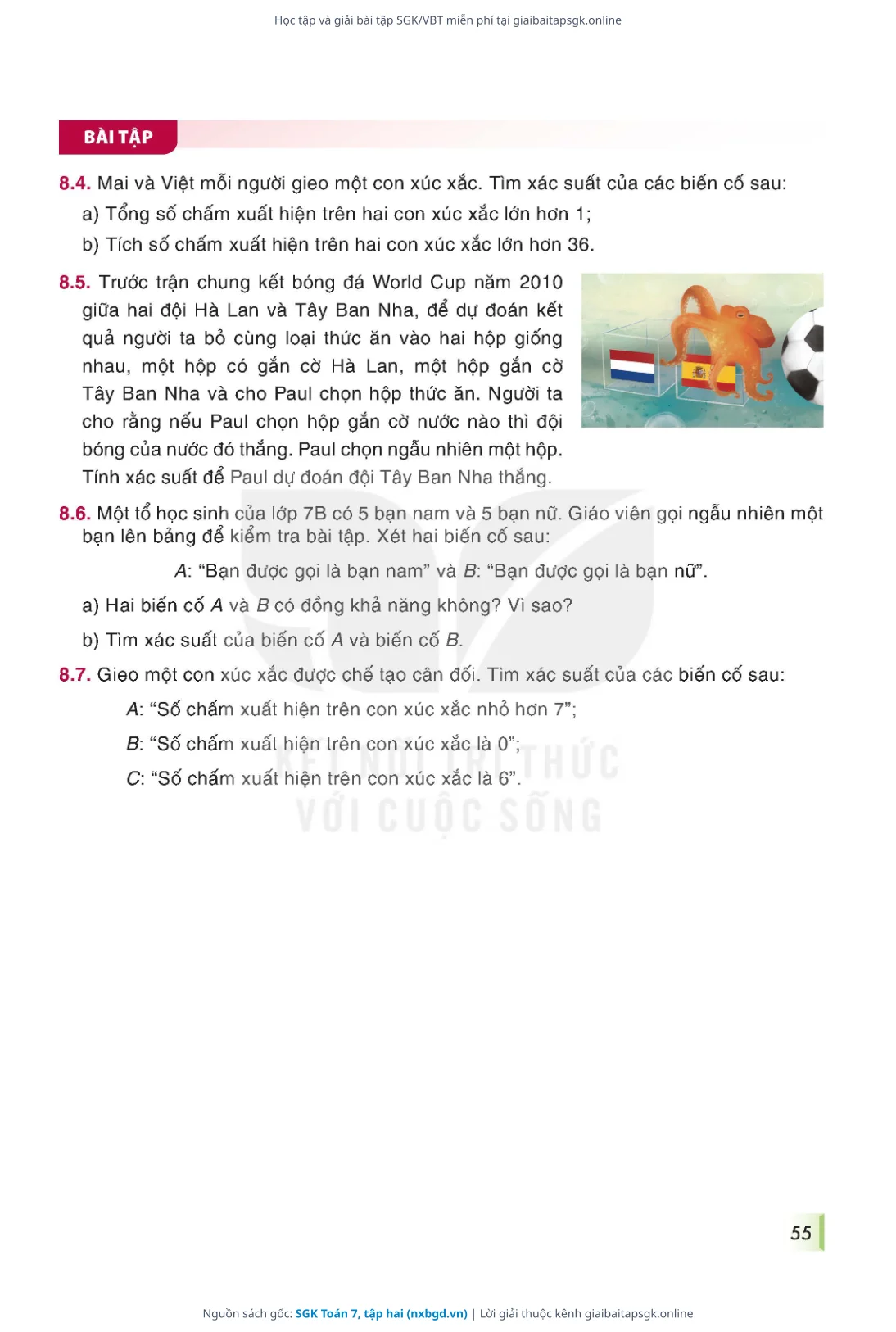 Trang 56 sách giáo khoa SGK Toán 7, tập hai thu nhỏ