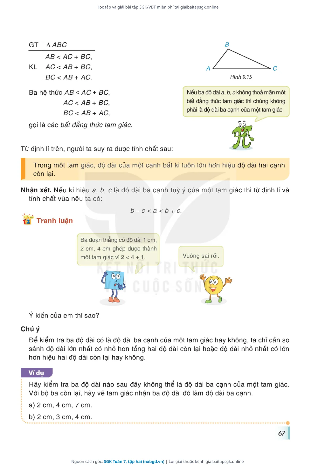 Trang 68 sách giáo khoa SGK Toán 7, tập hai thu nhỏ