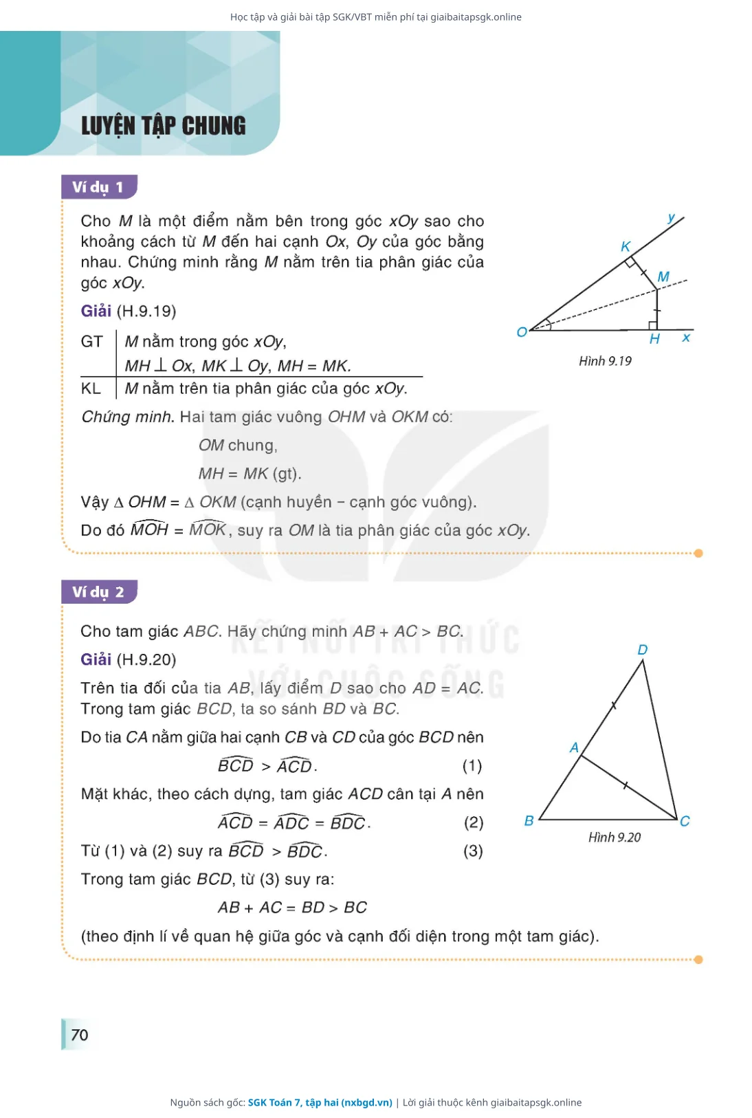Trang 71 sách giáo khoa SGK Toán 7, tập hai thu nhỏ