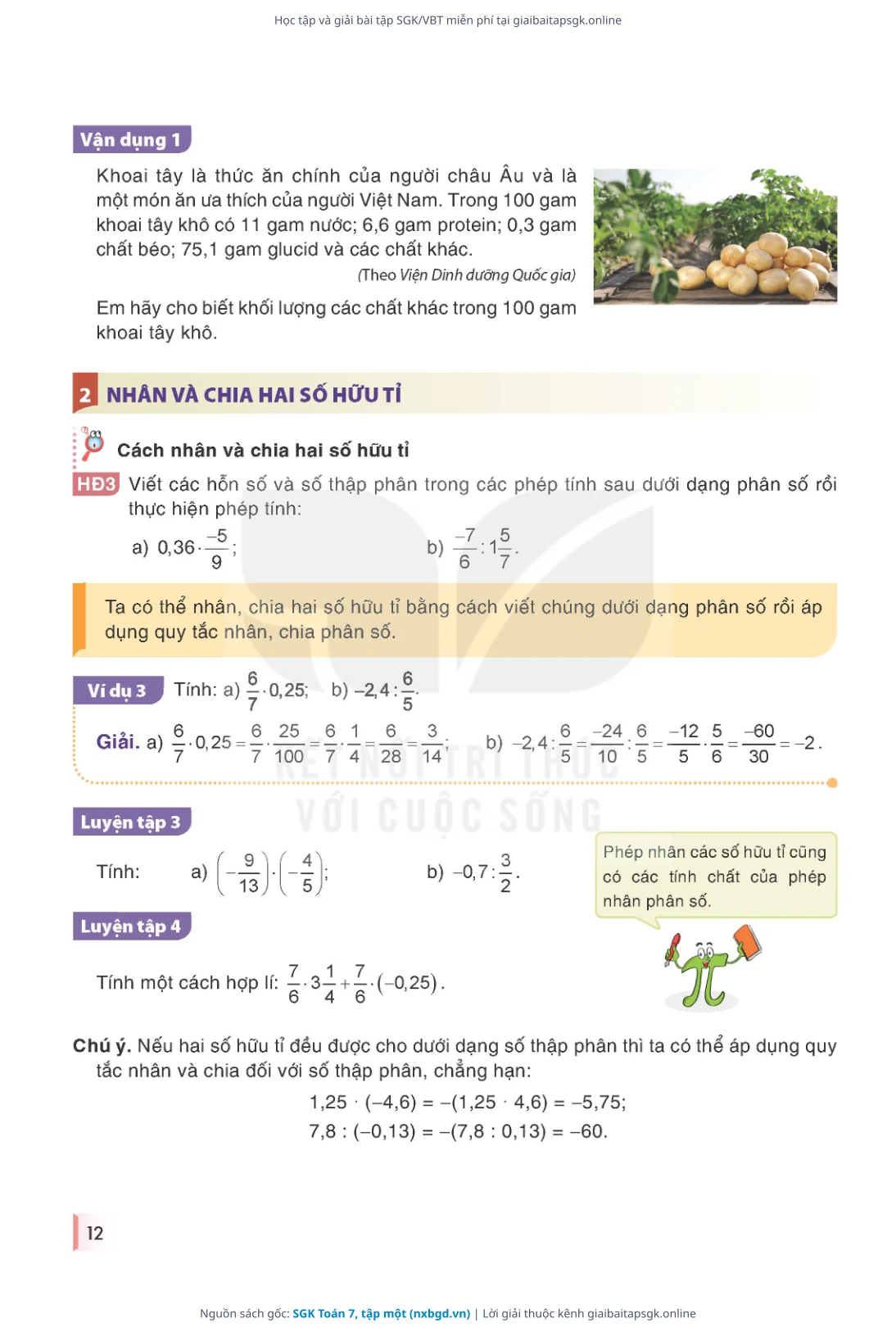 Trang 13 sách giáo khoa SGK Toán 7, tập một thu nhỏ