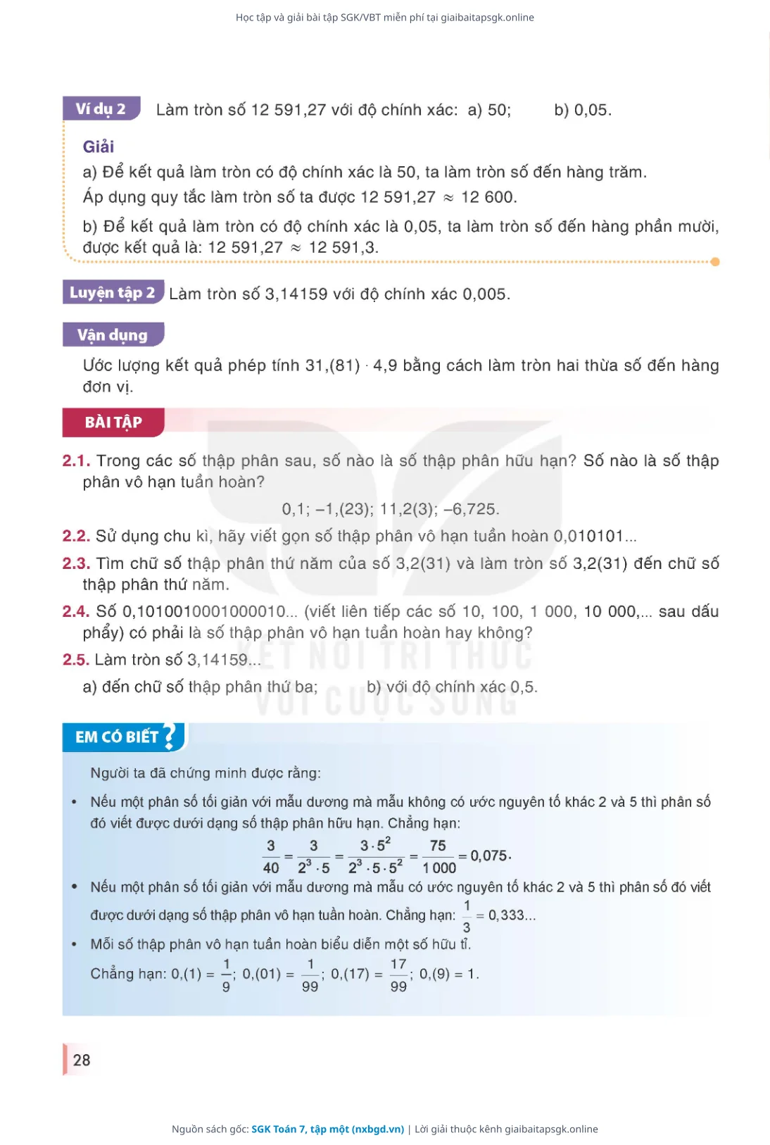Trang 29 sách giáo khoa SGK Toán 7, tập một thu nhỏ