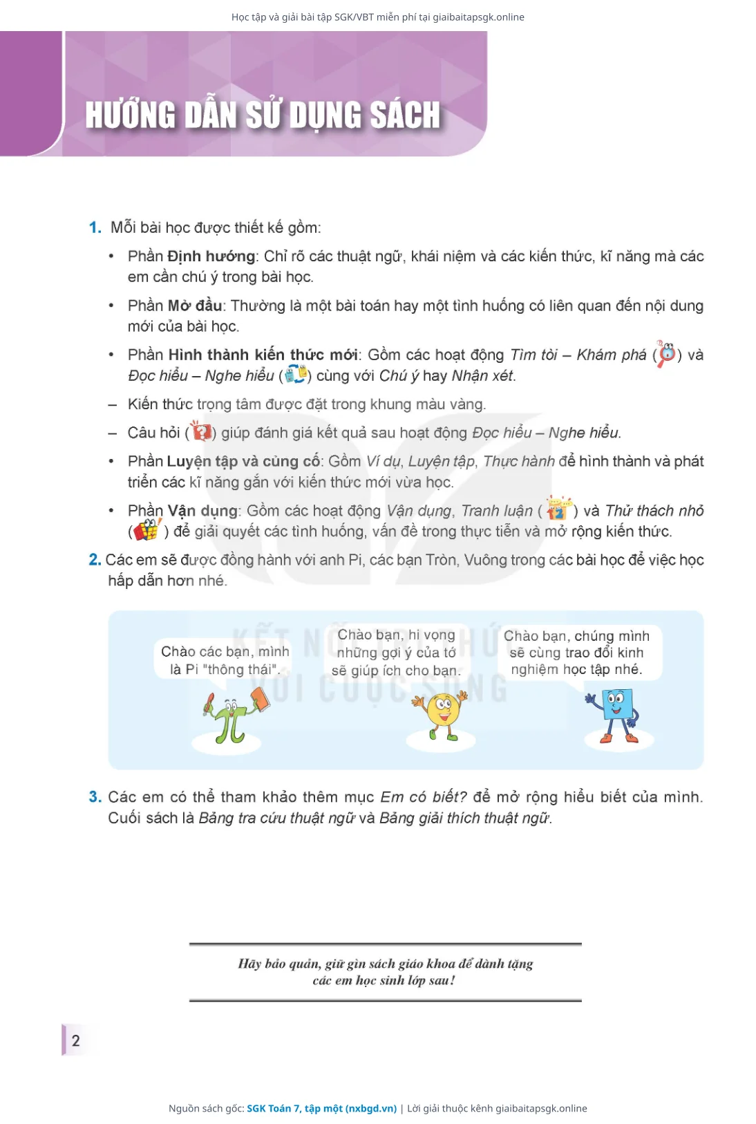 Trang 3 sách giáo khoa SGK Toán 7, tập một thu nhỏ