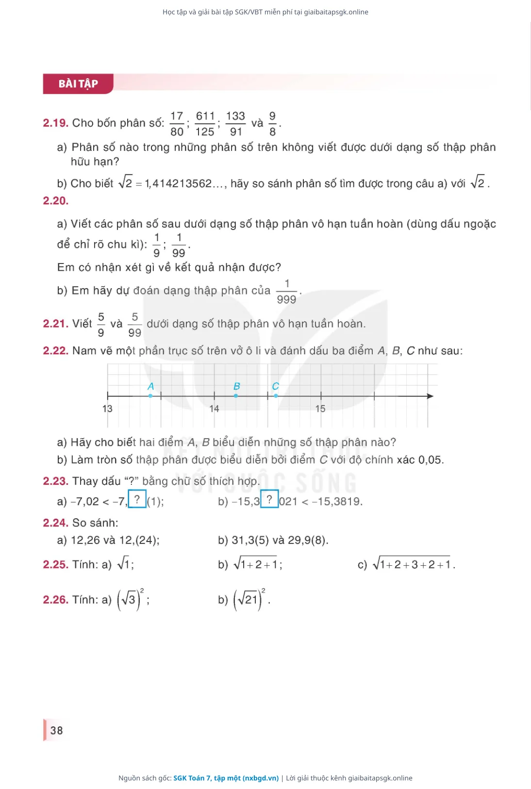 Trang 39 sách giáo khoa SGK Toán 7, tập một thu nhỏ