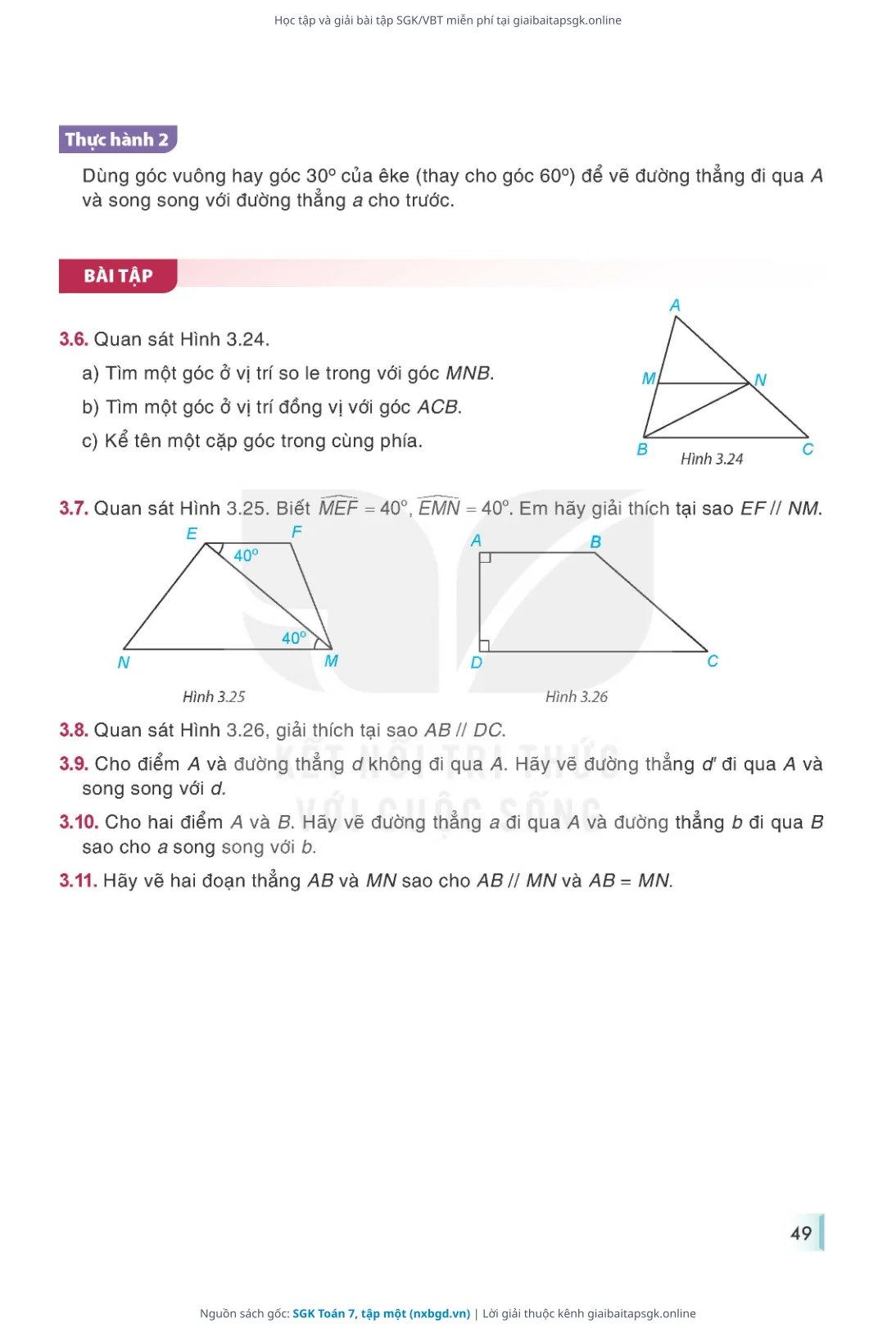 Trang 50 sách giáo khoa SGK Toán 7, tập một thu nhỏ