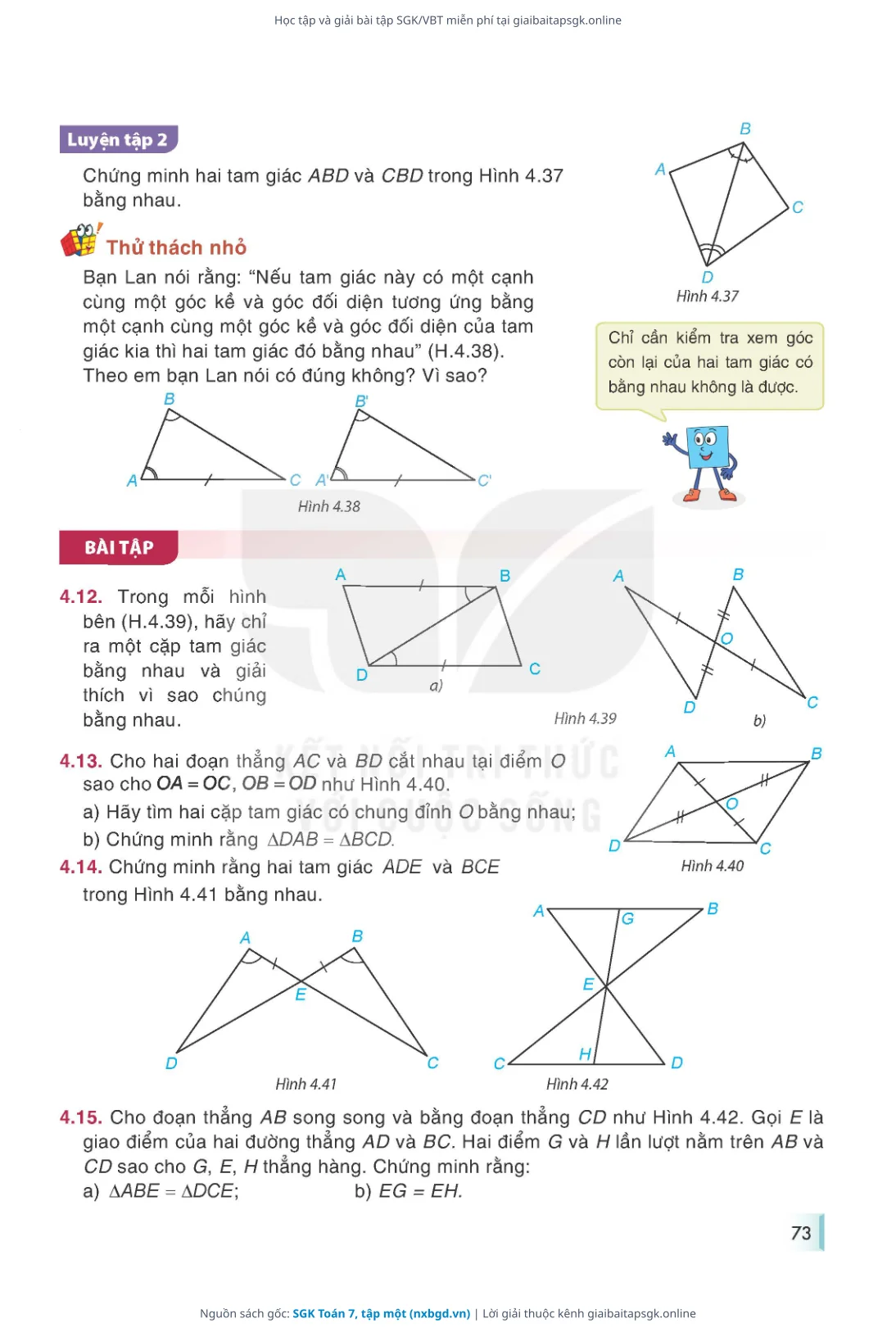 Trang 74 sách giáo khoa SGK Toán 7, tập một thu nhỏ