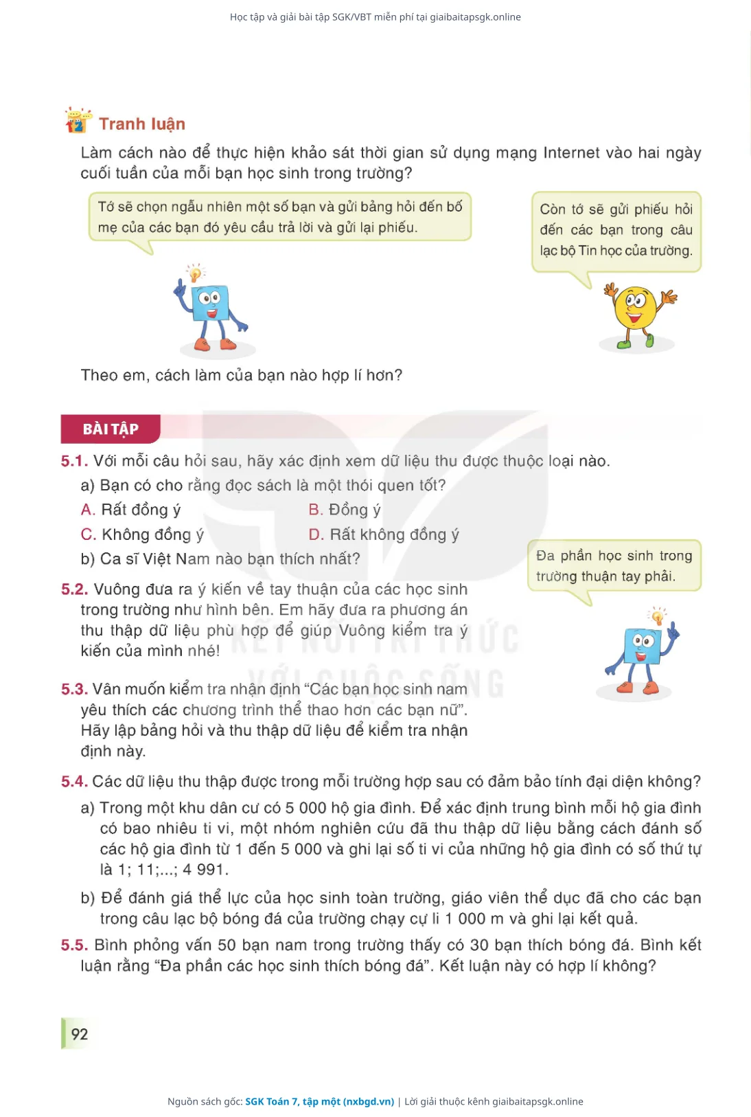 Trang 92 sách giáo khoa SGK Toán 7, tập một bản chuẩn