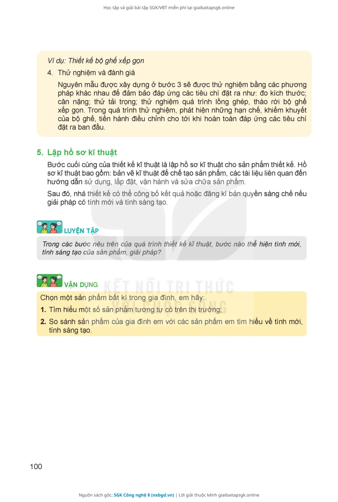 Trang 101 sách giáo khoa SGK Công nghệ 8 bản chuẩn