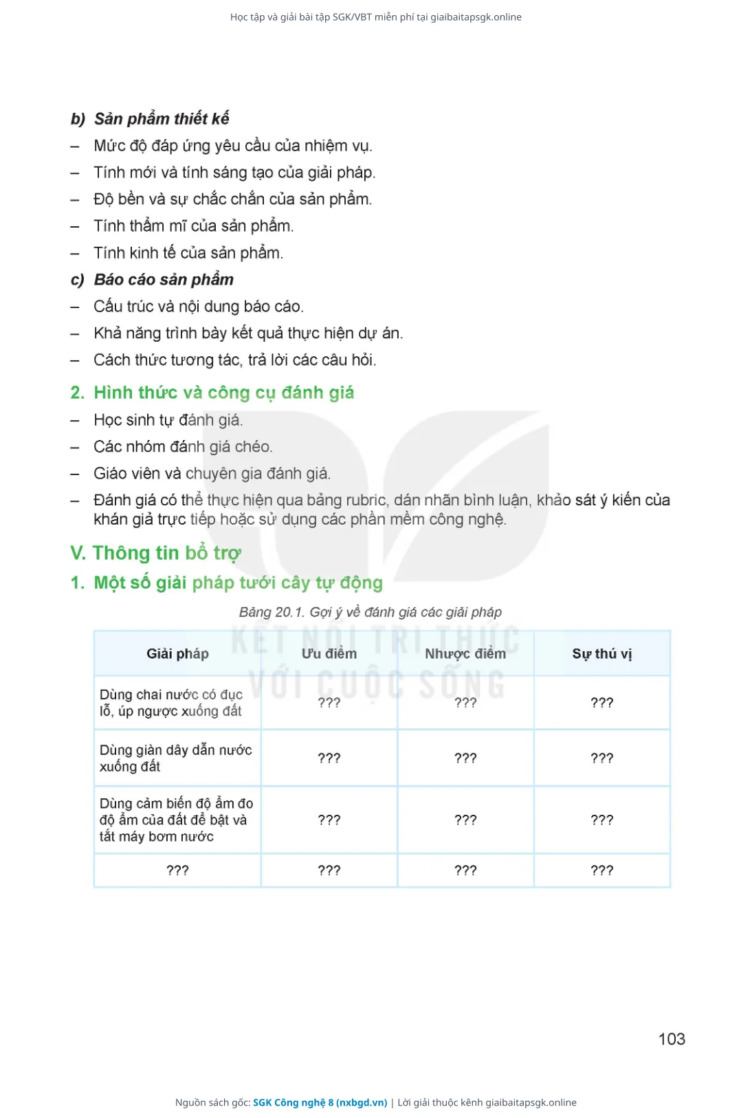 Trang 104 sách giáo khoa SGK Công nghệ 8 thu nhỏ