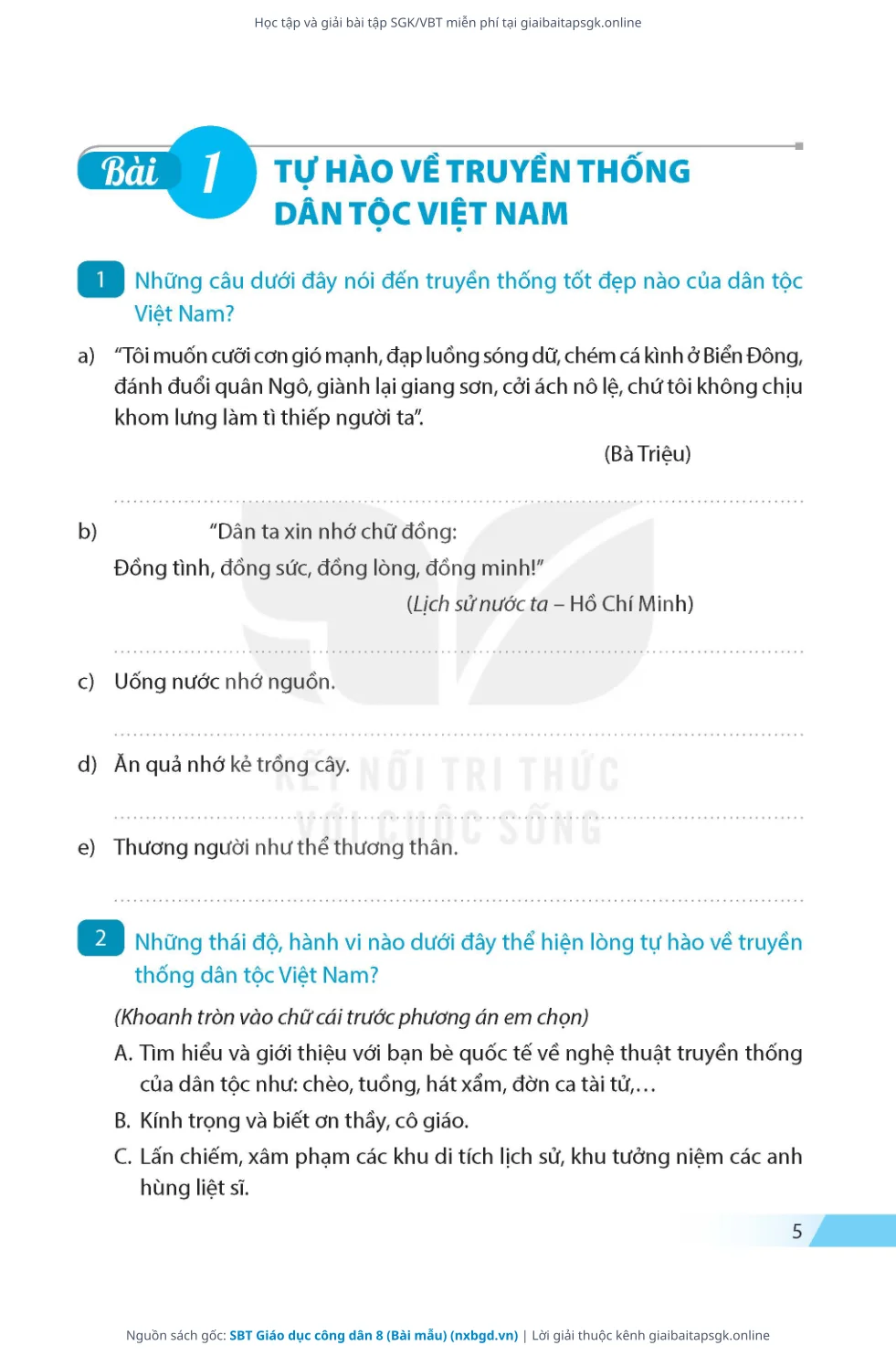 Trang 6 sách giáo khoa SBT Giáo dục công dân 8 (Bài mẫu) thu nhỏ