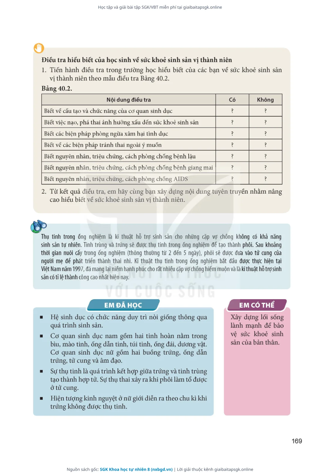 Trang 170 sách giáo khoa SGK Khoa học tự nhiên 8 thu nhỏ