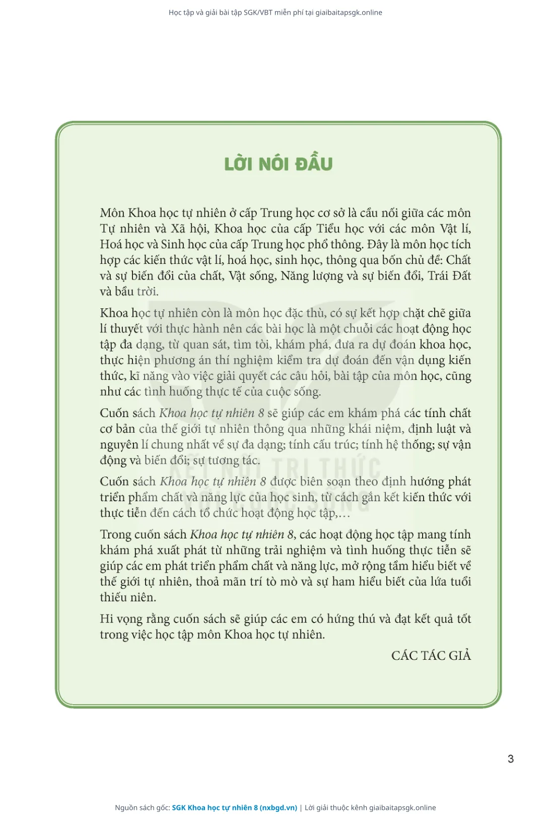 Trang 4 sách giáo khoa SGK Khoa học tự nhiên 8 thu nhỏ