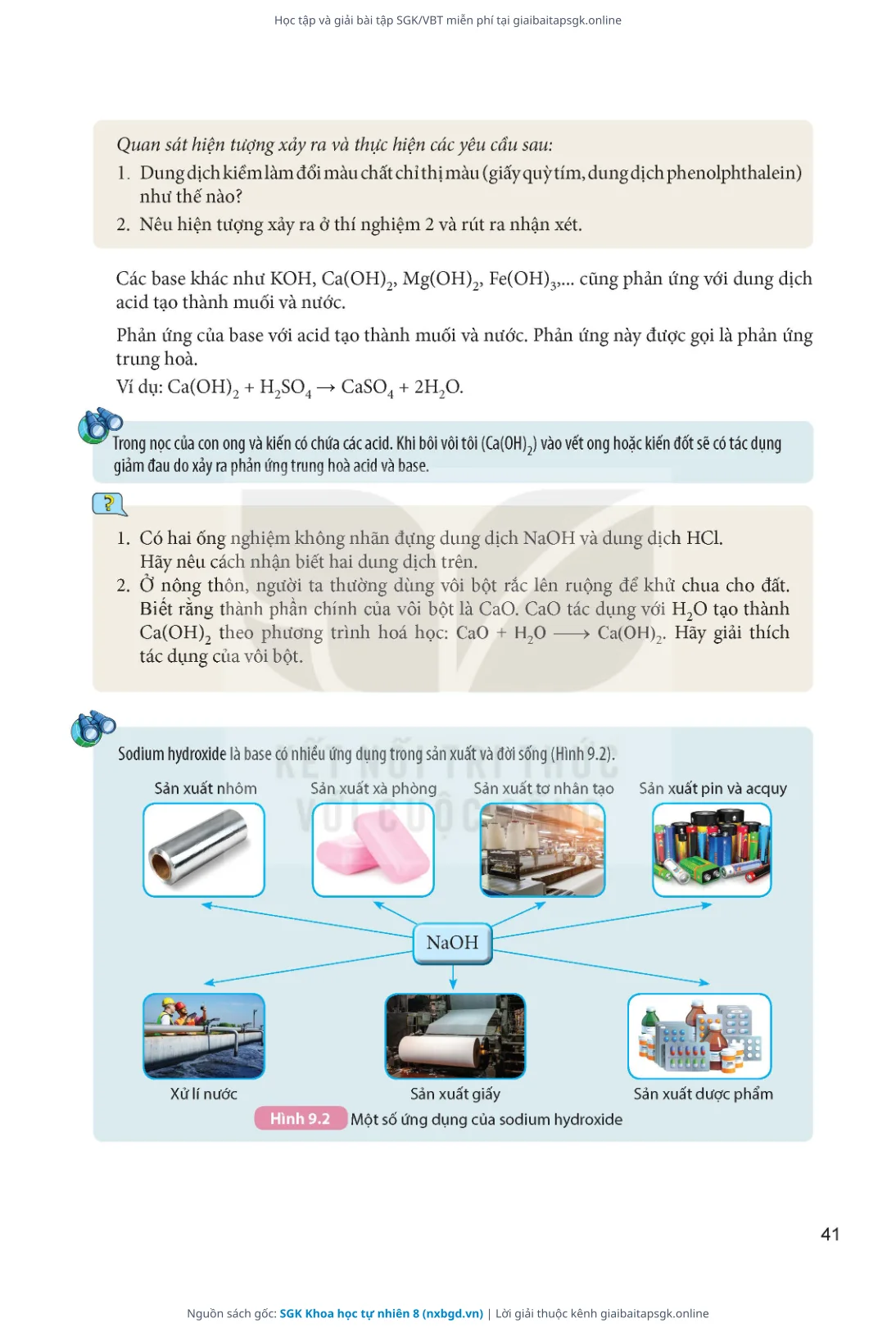 Trang 42 sách giáo khoa SGK Khoa học tự nhiên 8 thu nhỏ