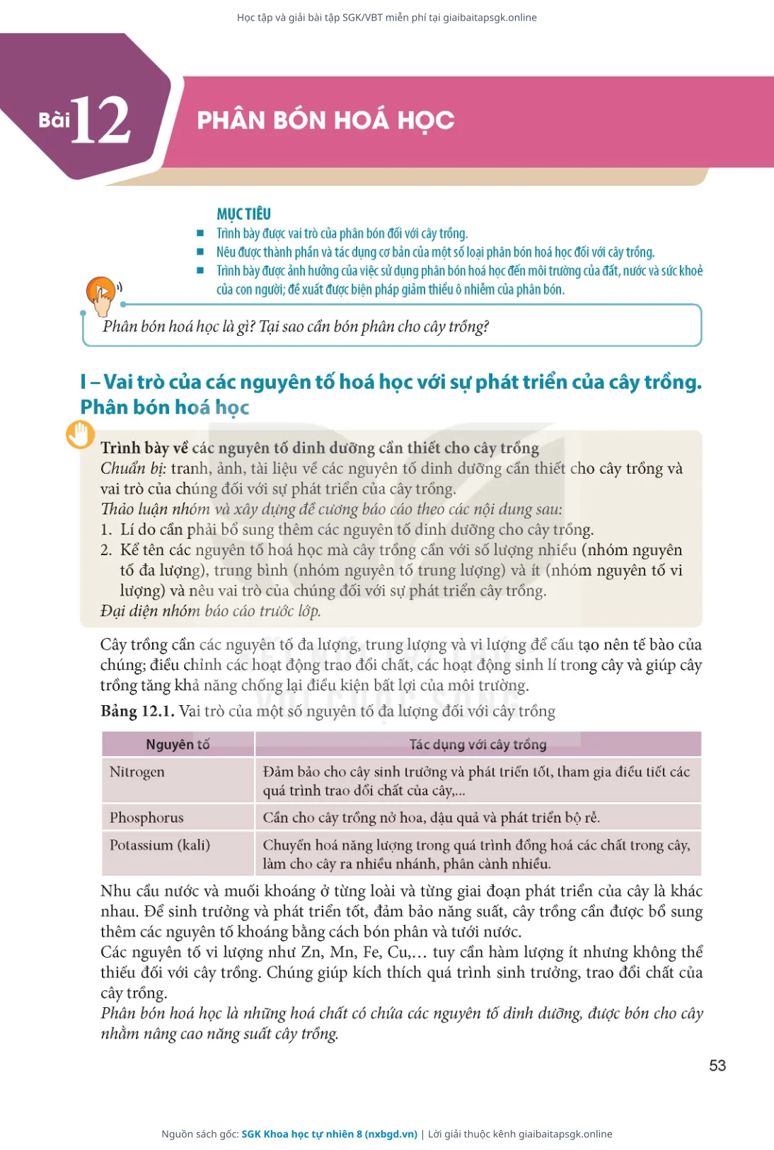 Trang 54 sách giáo khoa SGK Khoa học tự nhiên 8 thu nhỏ