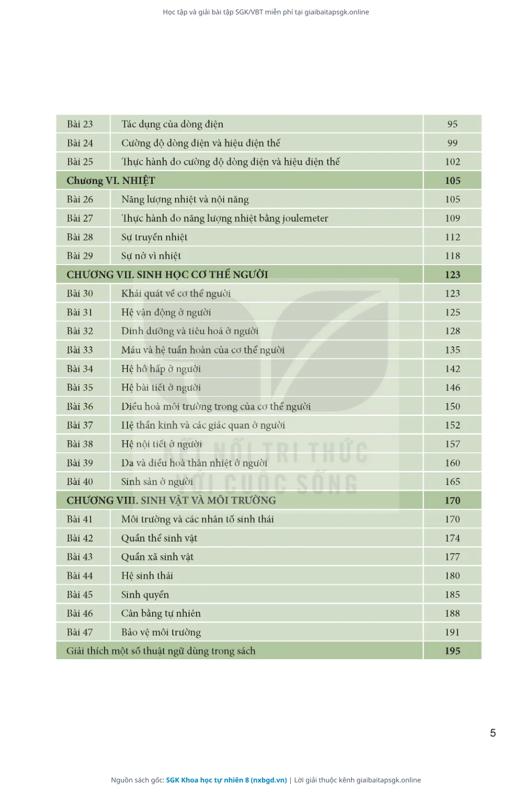 Trang 6 sách giáo khoa SGK Khoa học tự nhiên 8 thu nhỏ