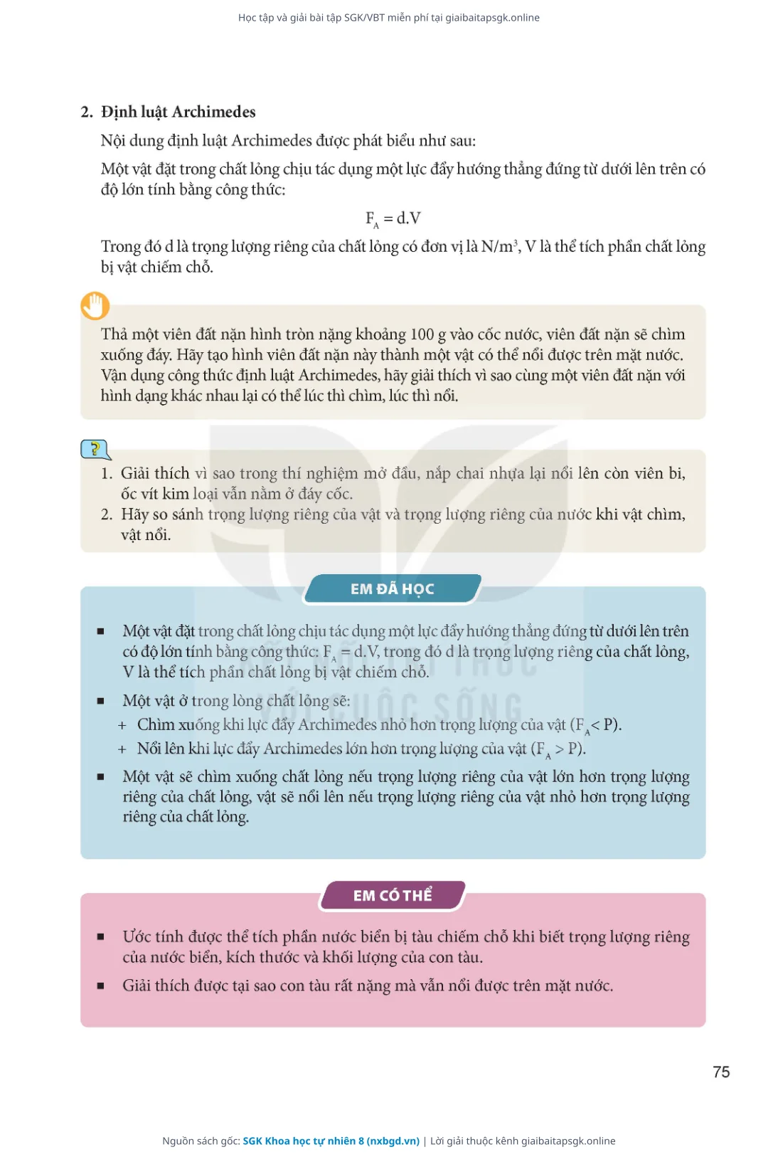 Trang 76 sách giáo khoa SGK Khoa học tự nhiên 8 thu nhỏ