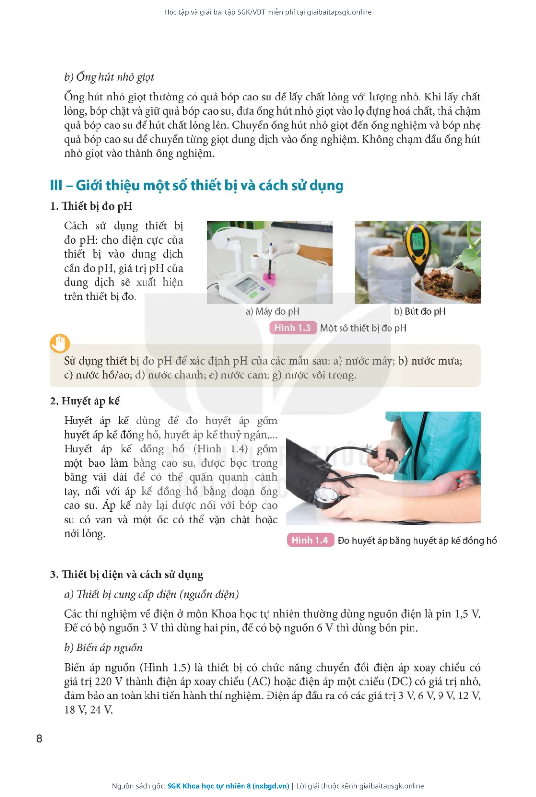 Trang 9 sách giáo khoa SGK Khoa học tự nhiên 8 thu nhỏ