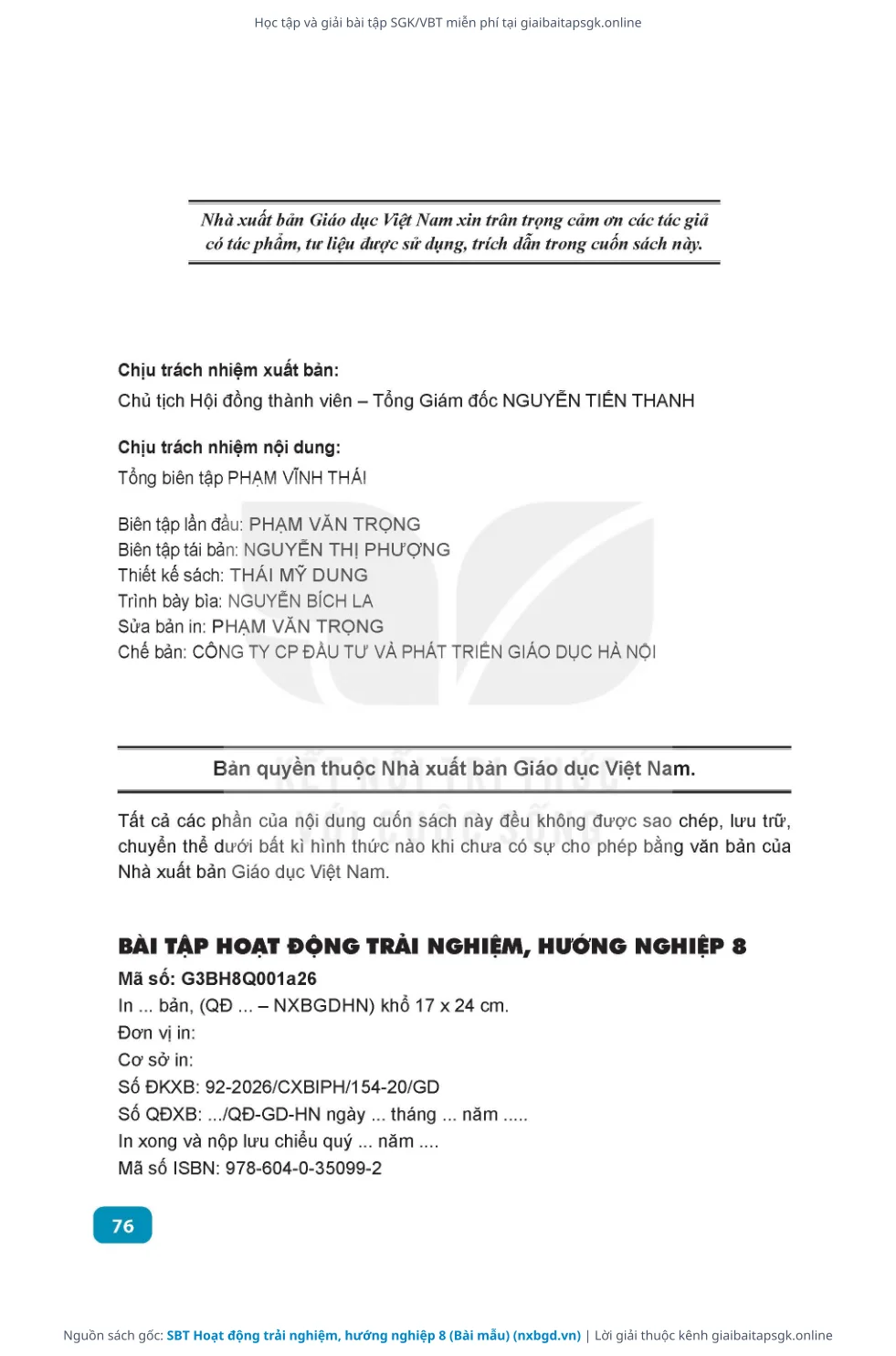 Trang 7 sách giáo khoa SBT Hoạt động trải nghiệm, hướng nghiệp 8 (Bài mẫu) thu nhỏ