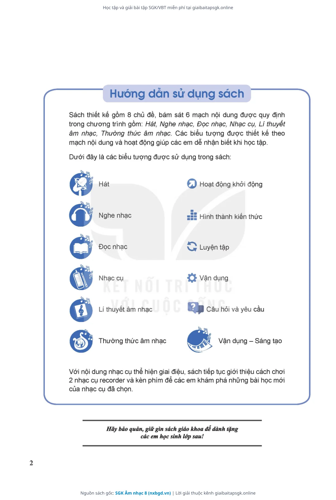 Trang 3 sách giáo khoa SGK Âm nhạc 8 thu nhỏ