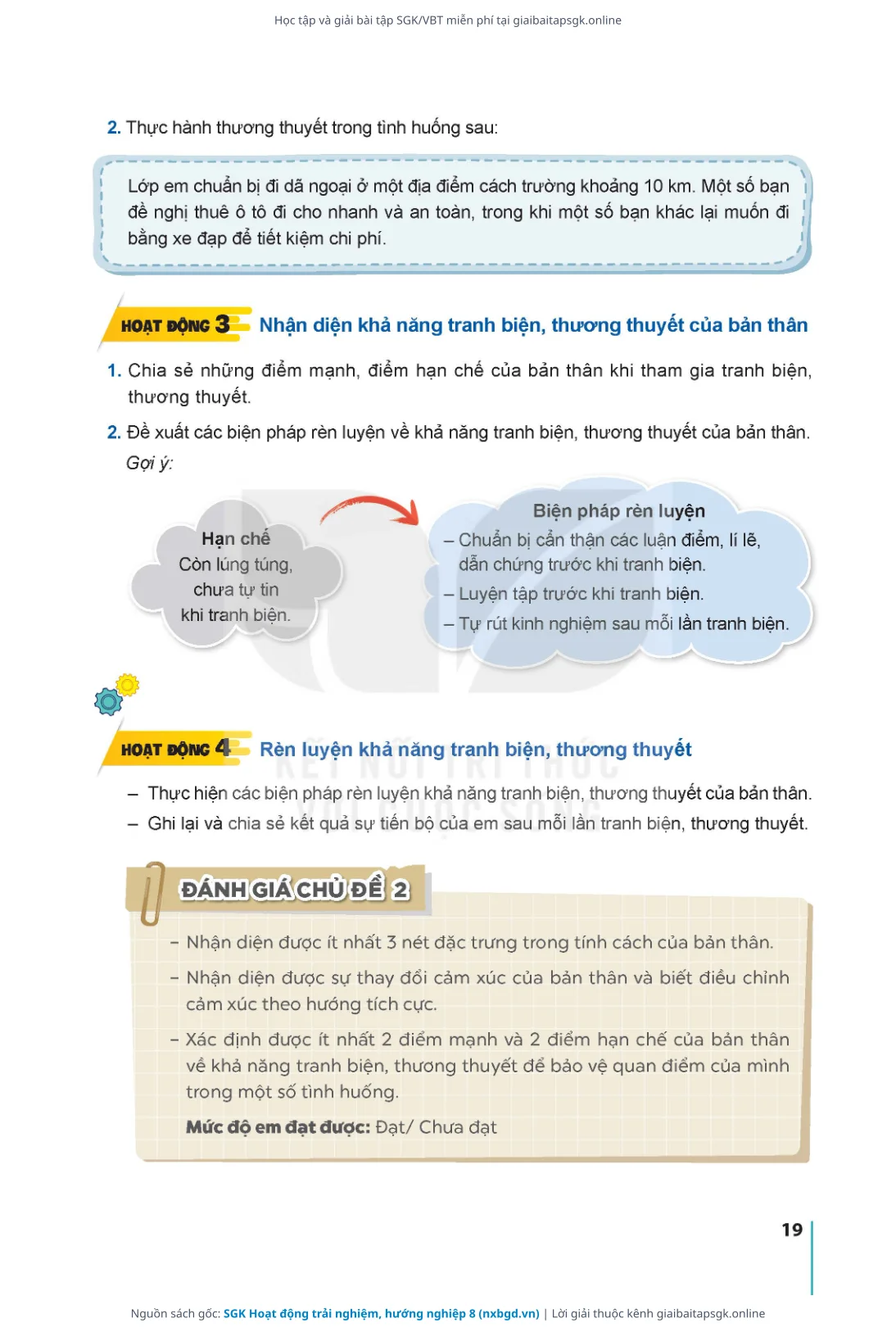 Trang 22 sách giáo khoa SGK Hoạt động trải nghiệm, hướng nghiệp 8 bản chuẩn