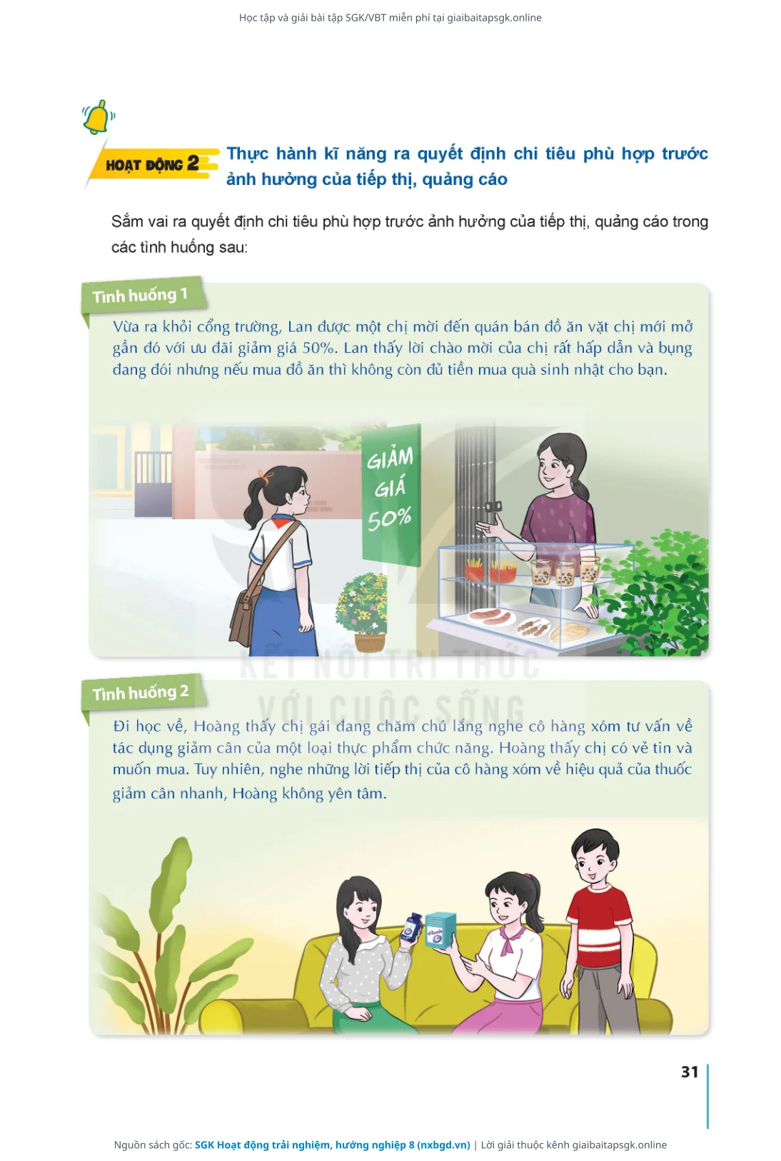 Trang 34 sách giáo khoa SGK Hoạt động trải nghiệm, hướng nghiệp 8 bản chuẩn