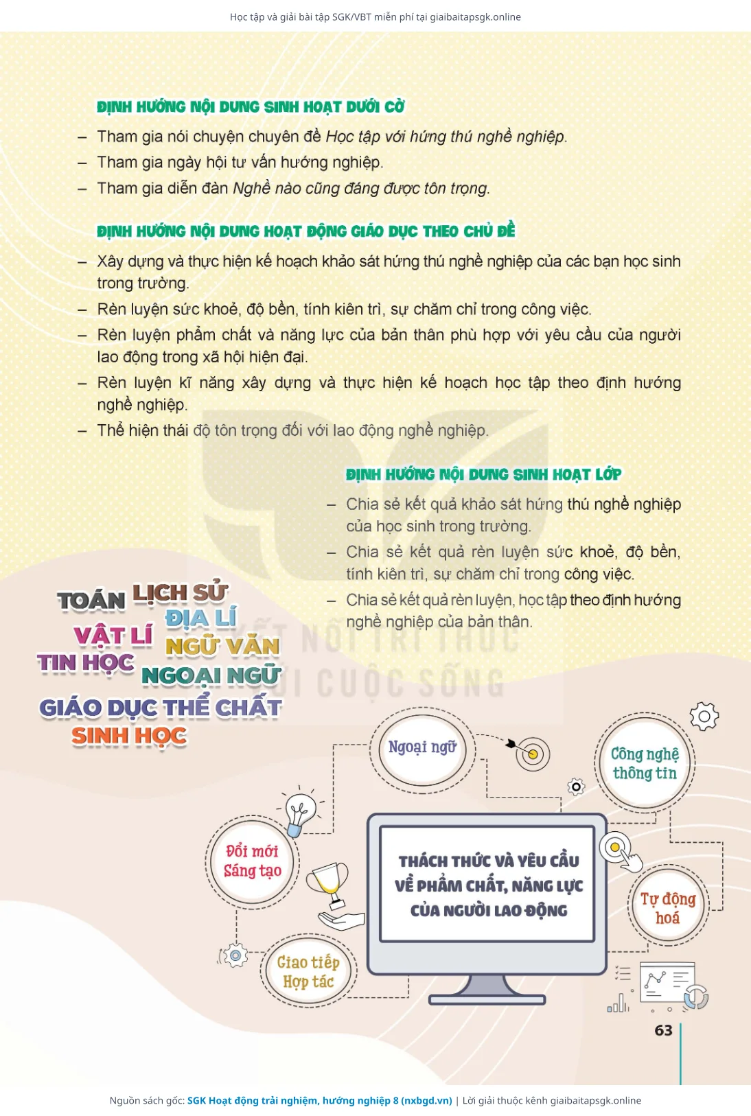 Trang 65 sách giáo khoa SGK Hoạt động trải nghiệm, hướng nghiệp 8 thu nhỏ
