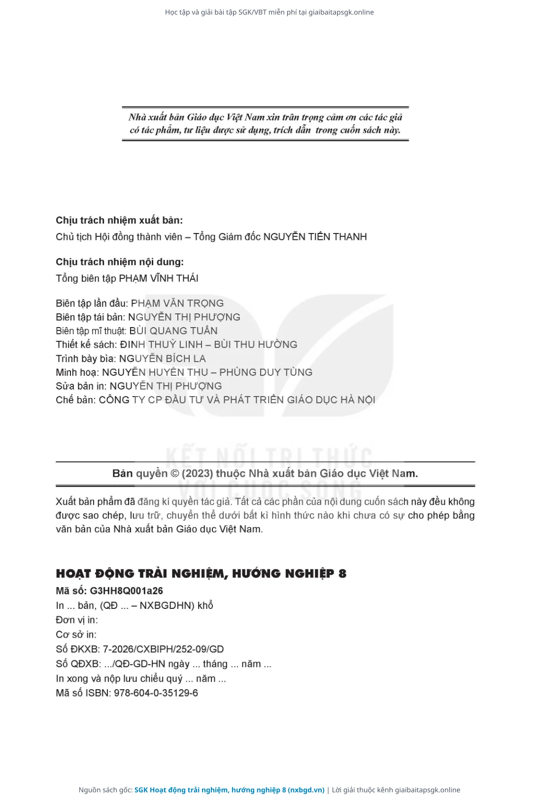 Trang 75 sách giáo khoa SGK Hoạt động trải nghiệm, hướng nghiệp 8 thu nhỏ