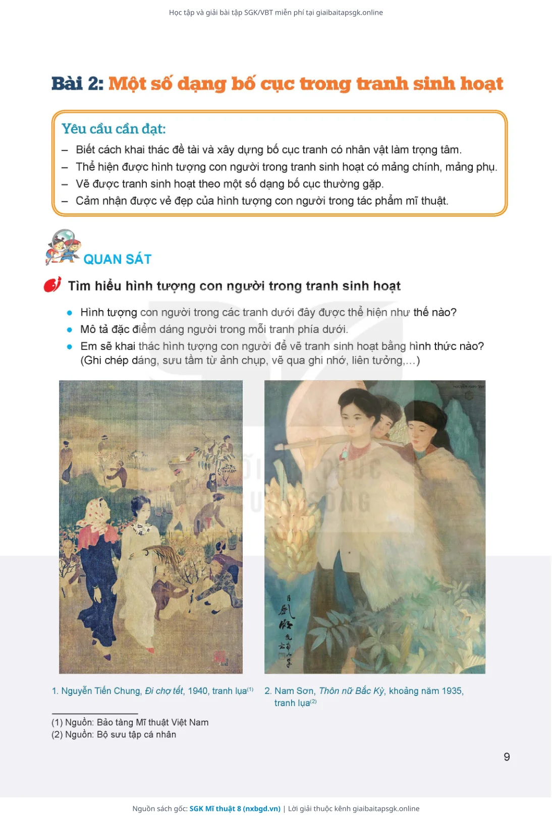 Trang 9 sách giáo khoa SGK Mĩ thuật 8 bản chuẩn