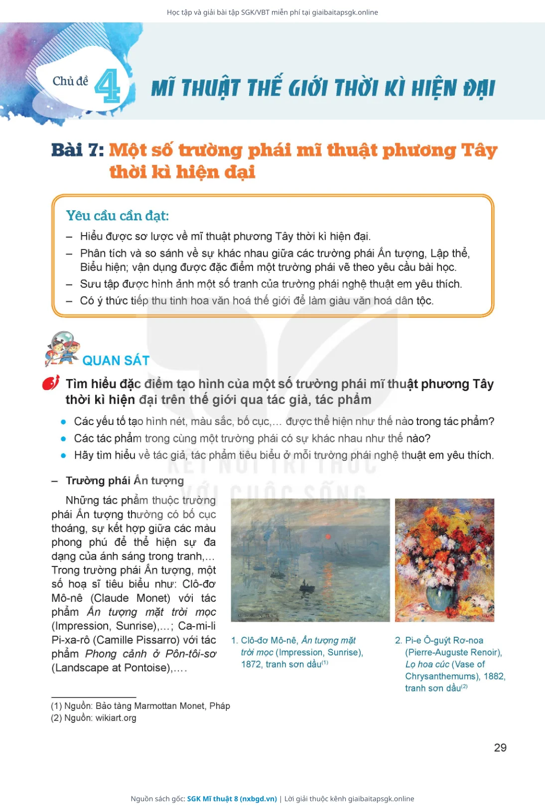 Trang 29 sách giáo khoa SGK Mĩ thuật 8 bản chuẩn