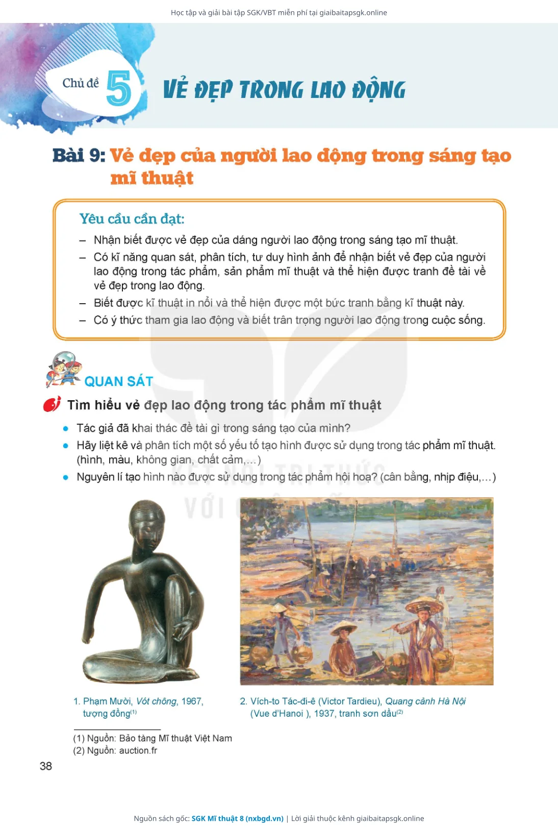 Trang 38 sách giáo khoa SGK Mĩ thuật 8 bản chuẩn
