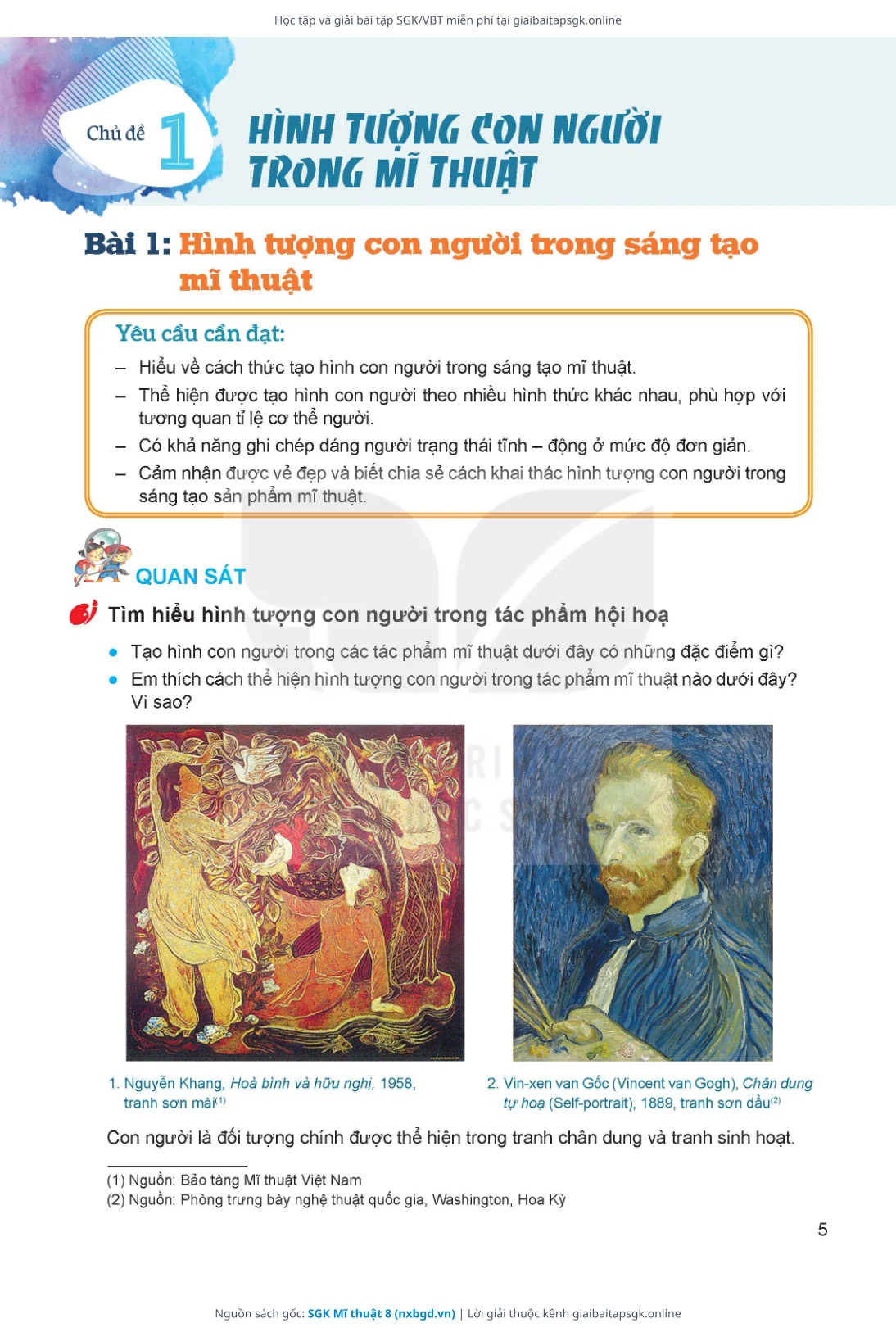 Trang 5 sách giáo khoa SGK Mĩ thuật 8 bản chuẩn