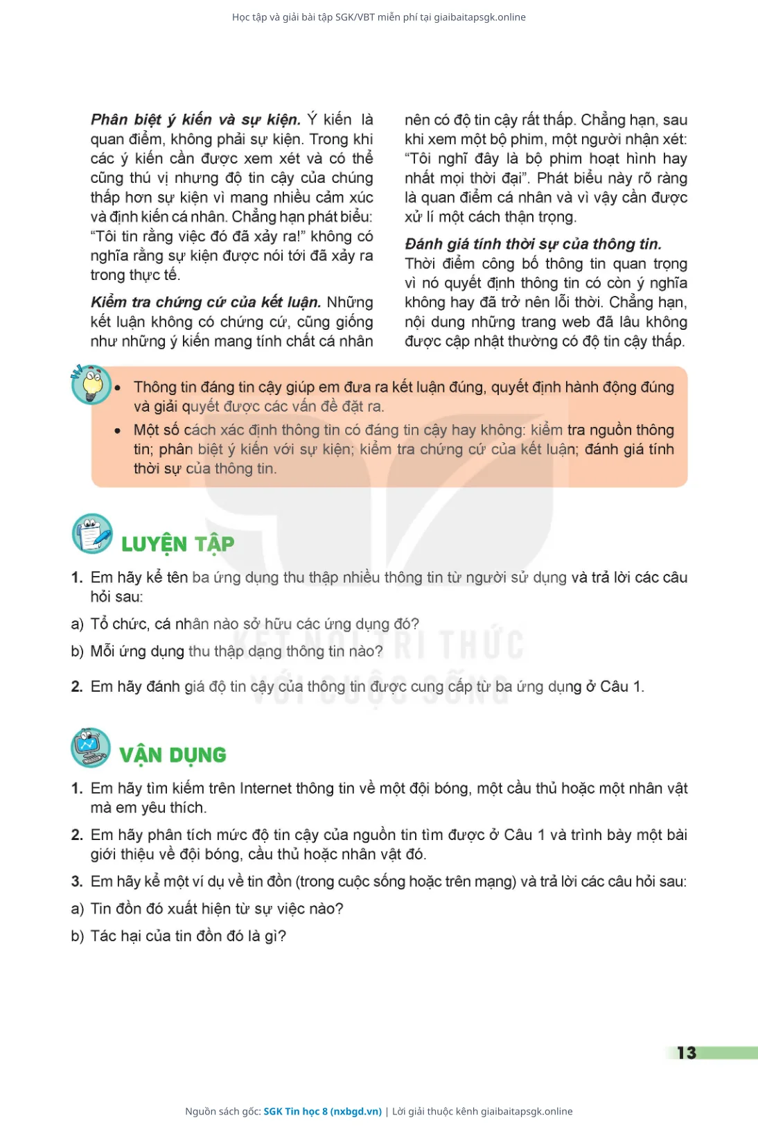 Trang 13 sách giáo khoa SGK Tin học 8 bản chuẩn