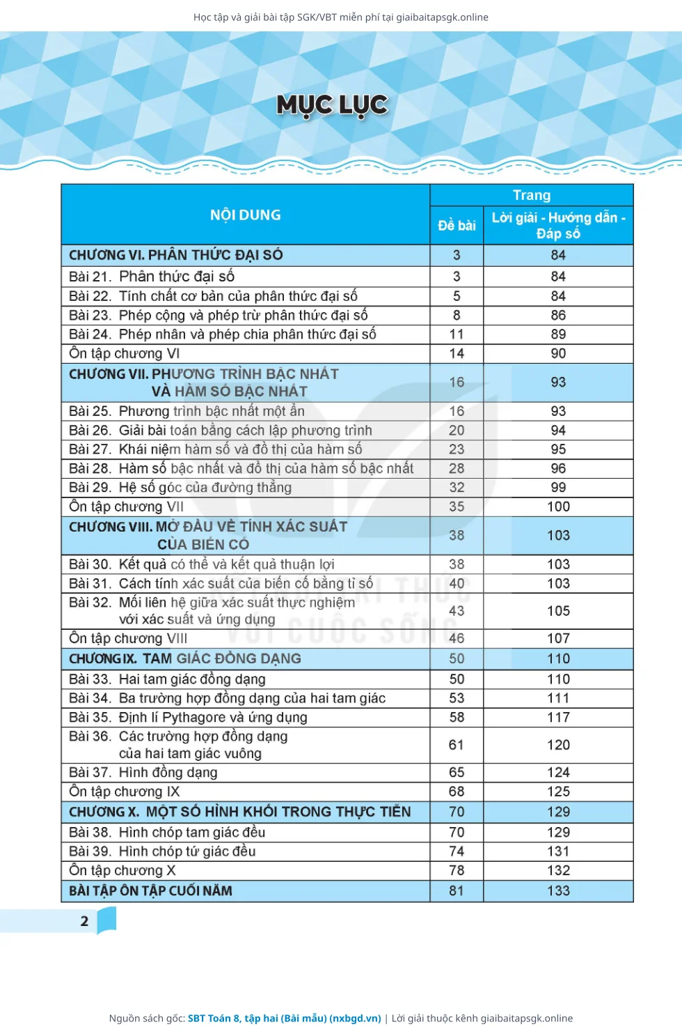 Trang 3 sách giáo khoa SBT Toán 8, tập hai (Bài mẫu) thu nhỏ
