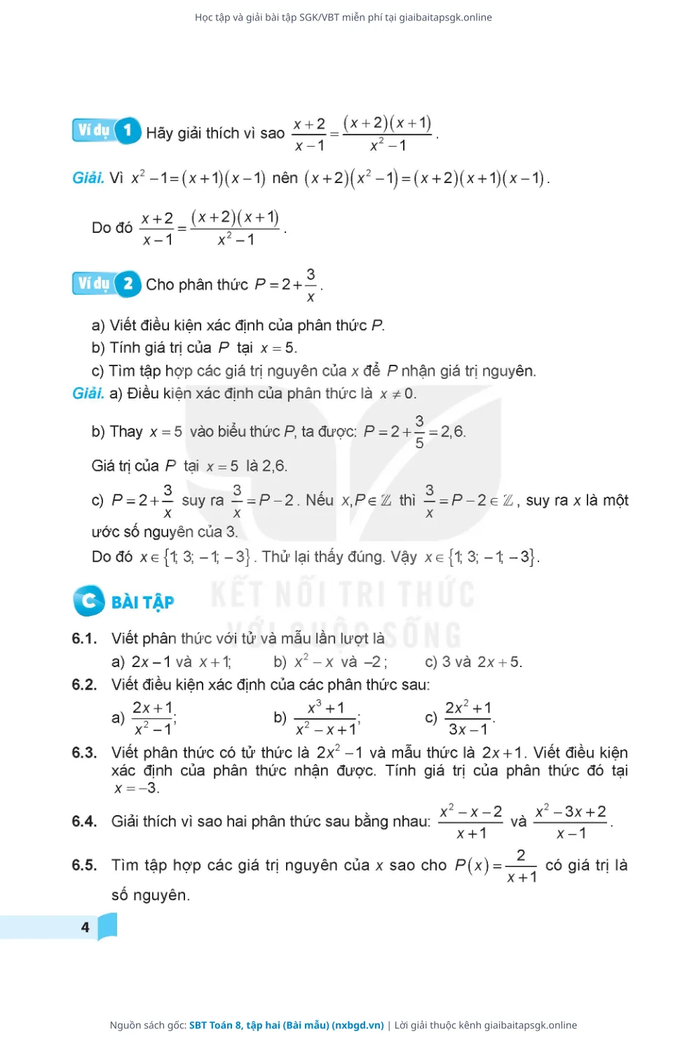 Trang 5 sách giáo khoa SBT Toán 8, tập hai (Bài mẫu) thu nhỏ