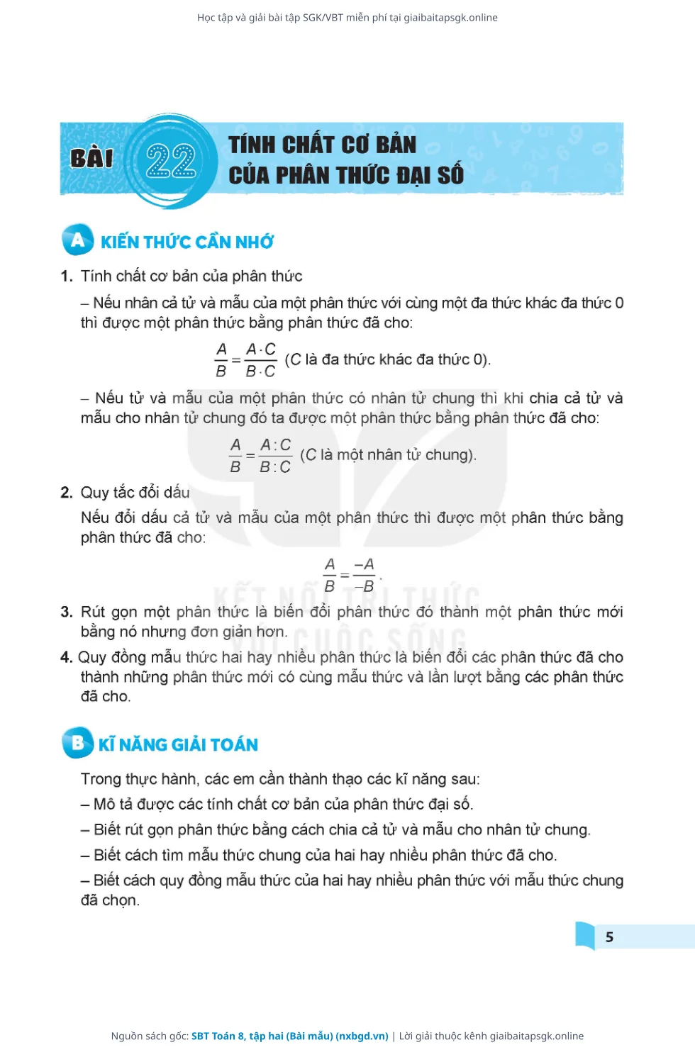 Trang 6 sách giáo khoa SBT Toán 8, tập hai (Bài mẫu) thu nhỏ
