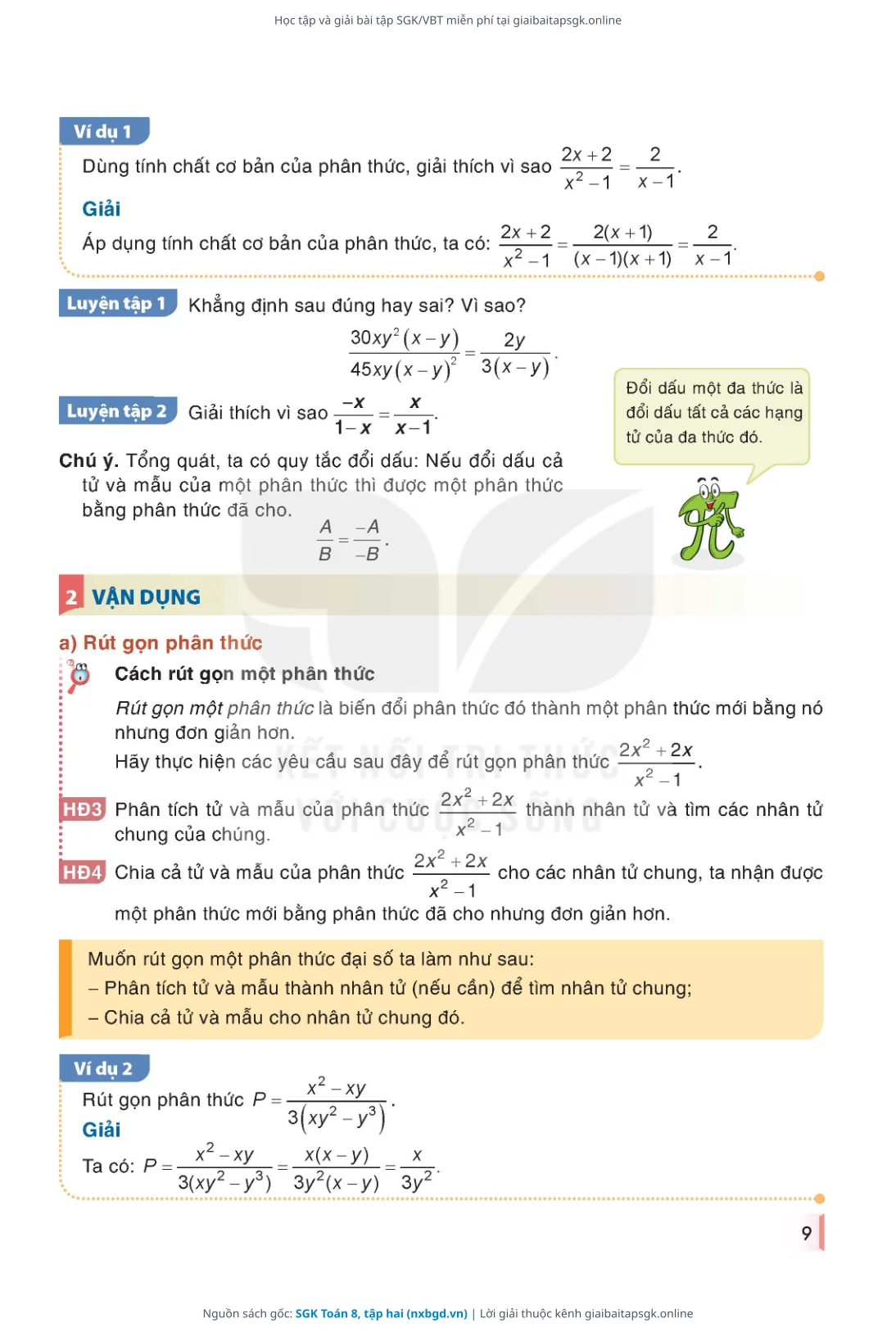 Trang 10 sách giáo khoa SGK Toán 8, tập hai thu nhỏ