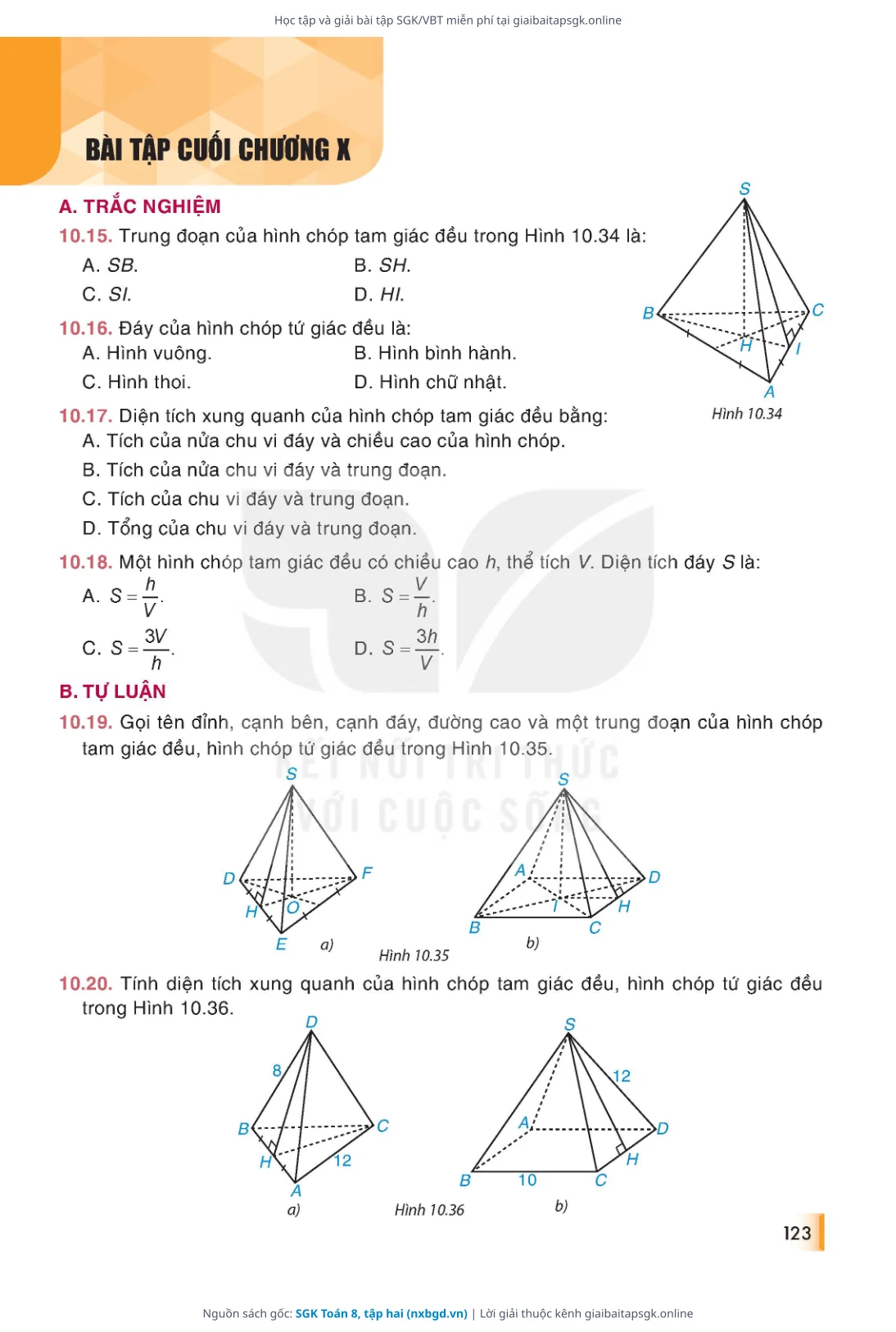 Trang 124 sách giáo khoa SGK Toán 8, tập hai bản chuẩn