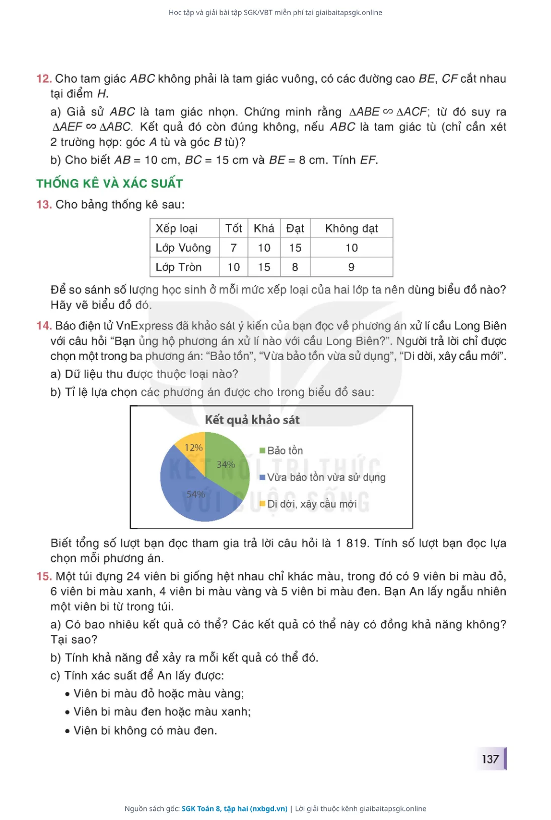 Trang 138 sách giáo khoa SGK Toán 8, tập hai thu nhỏ