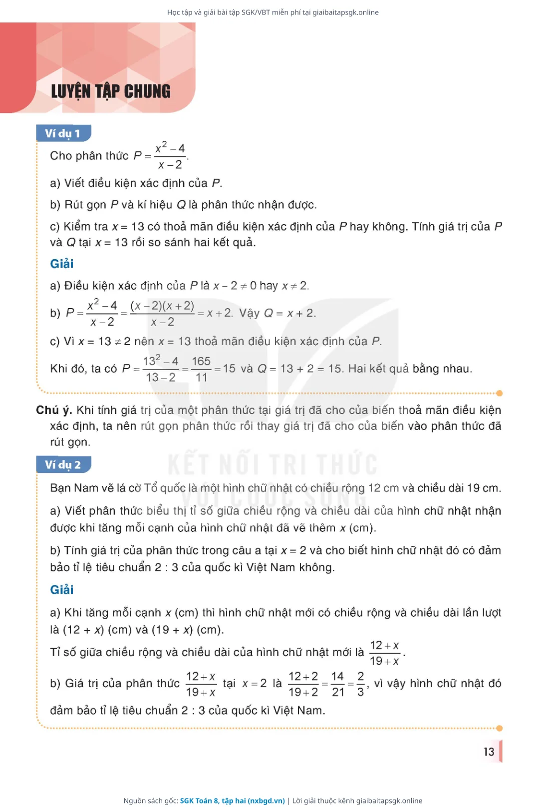 Trang 14 sách giáo khoa SGK Toán 8, tập hai thu nhỏ
