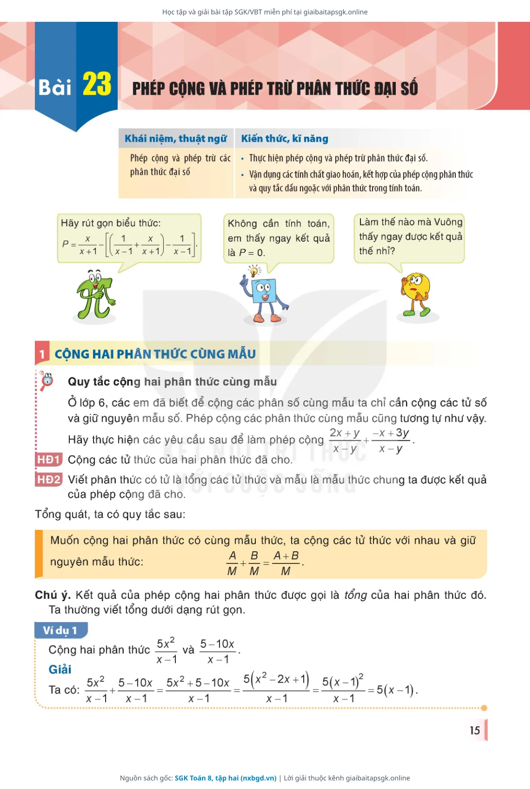Trang 16 sách giáo khoa SGK Toán 8, tập hai thu nhỏ