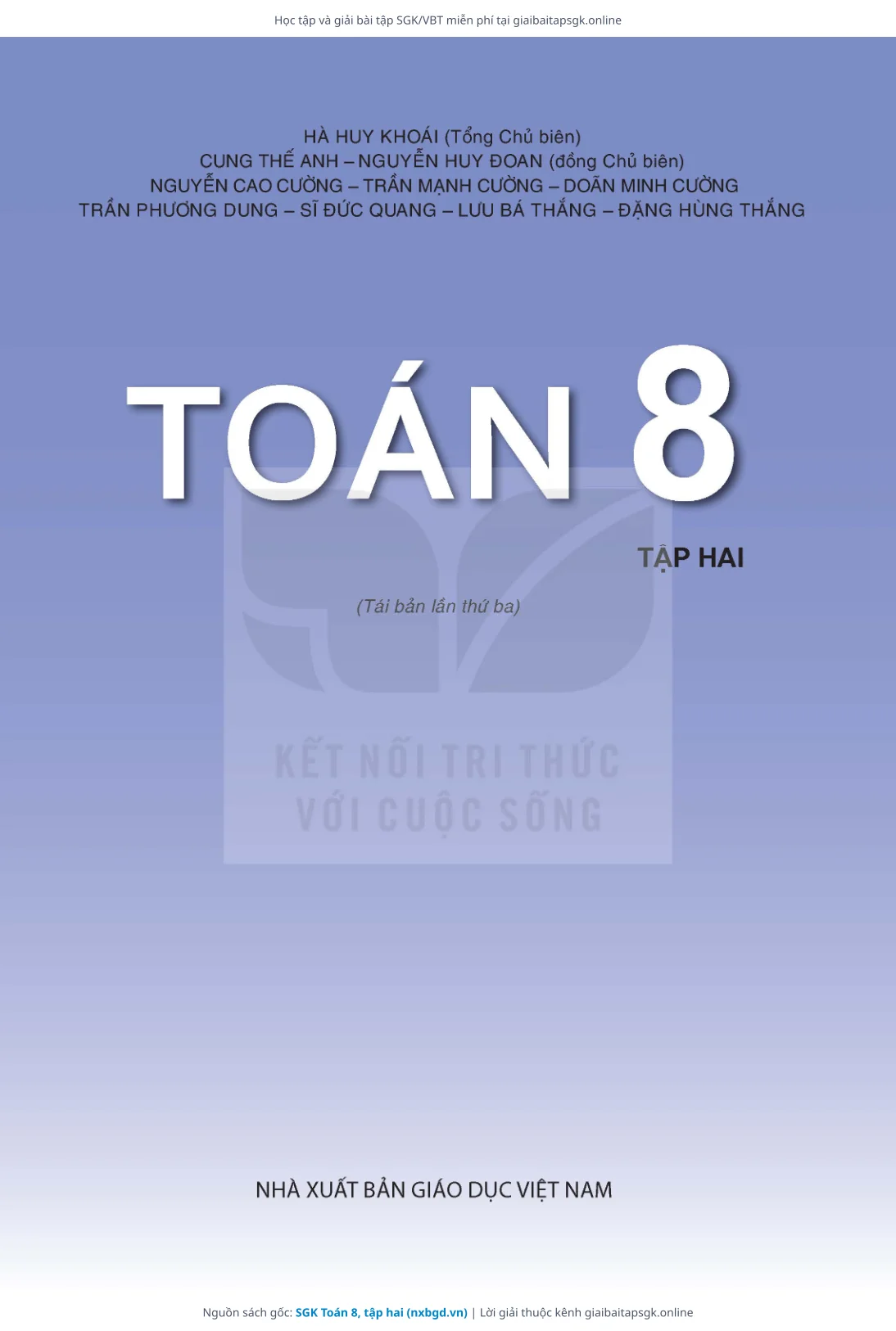 Trang 2 sách giáo khoa SGK Toán 8, tập hai thu nhỏ