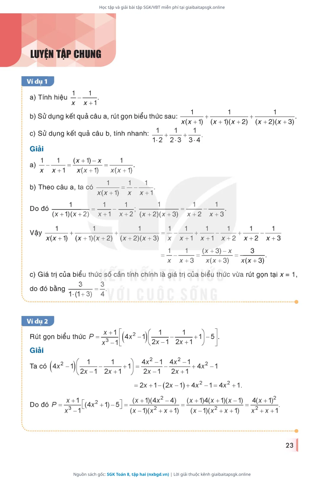 Trang 24 sách giáo khoa SGK Toán 8, tập hai thu nhỏ