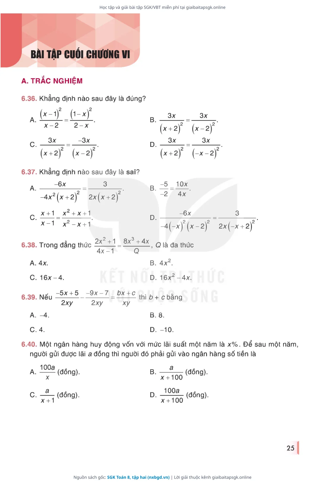 Trang 26 sách giáo khoa SGK Toán 8, tập hai thu nhỏ