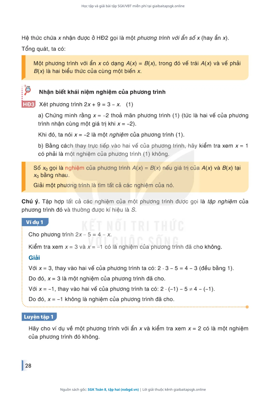 Trang 29 sách giáo khoa SGK Toán 8, tập hai thu nhỏ